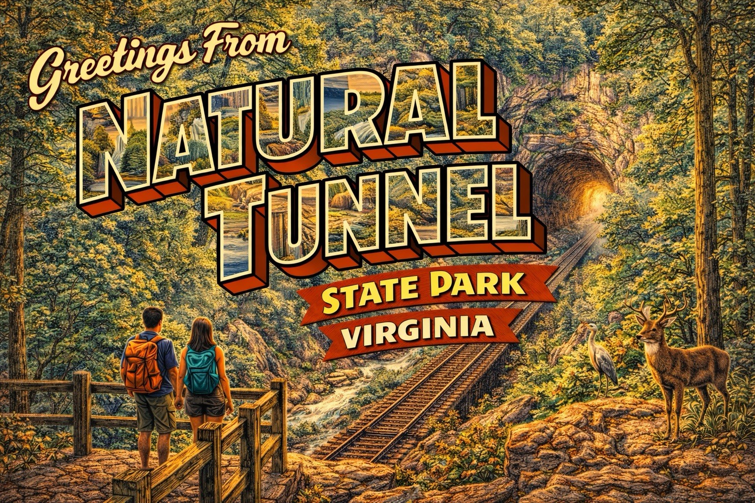 Greetings From NATURAL TUNNEL STATE PARK VIRGINIA MODERN Postcard D662 Greetings From NATURAL TUNNEL STATE PARK VIRGINIA MODERN Postcard D662