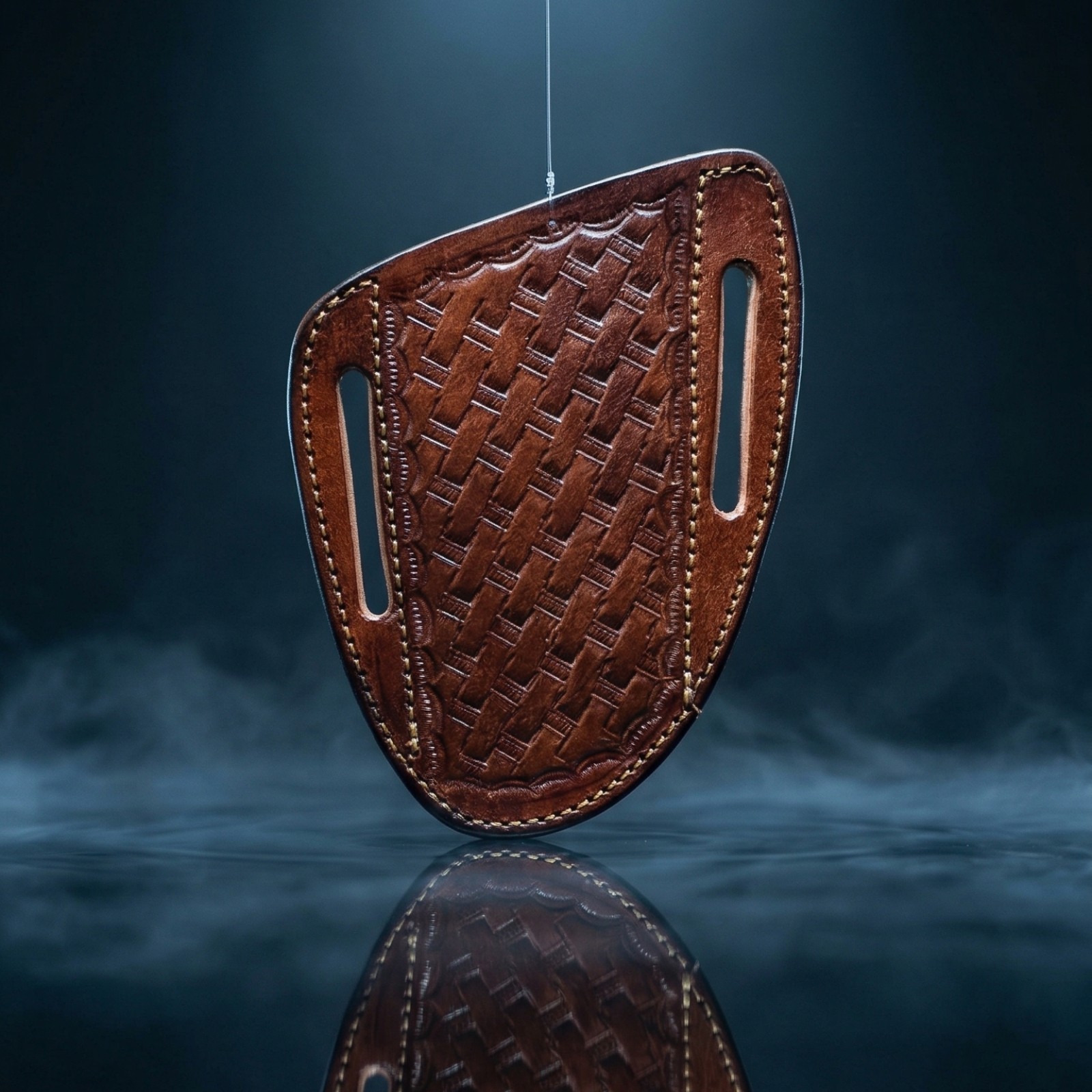 Handmade Brown Leather Knife Sheath Basketweave Pancake Belt Holster USA Armory Handmade Brown Leather Knife Sheath Basketweave Pancake Belt Holster USA Armory