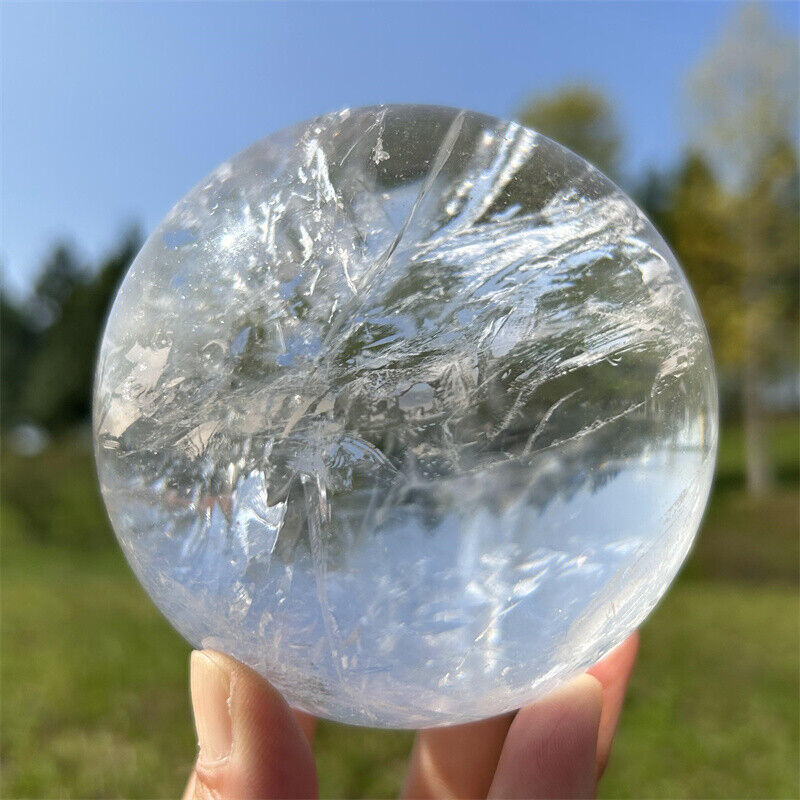 2.35LB Natural Clear Quartz Ball Crystal Reiki Quartz Sphere Reiki Healing 90mm