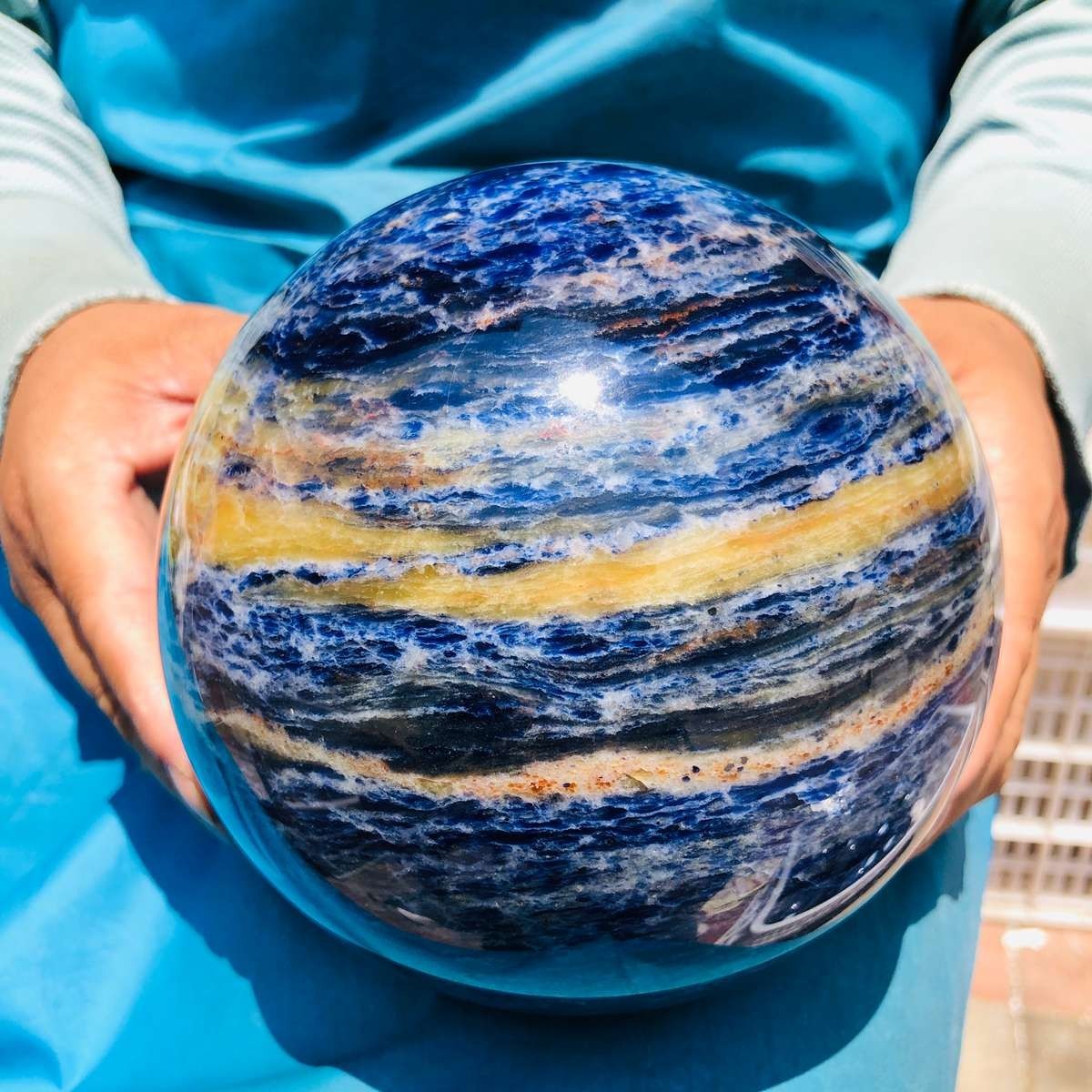 7.34LB Natural Blue Vein Stone Ball Quartz Crystal Mineral Healing Sample 5998 7.34LB Natural Blue Vein Stone Ball Quartz Crystal Mineral Healing Sample 5998