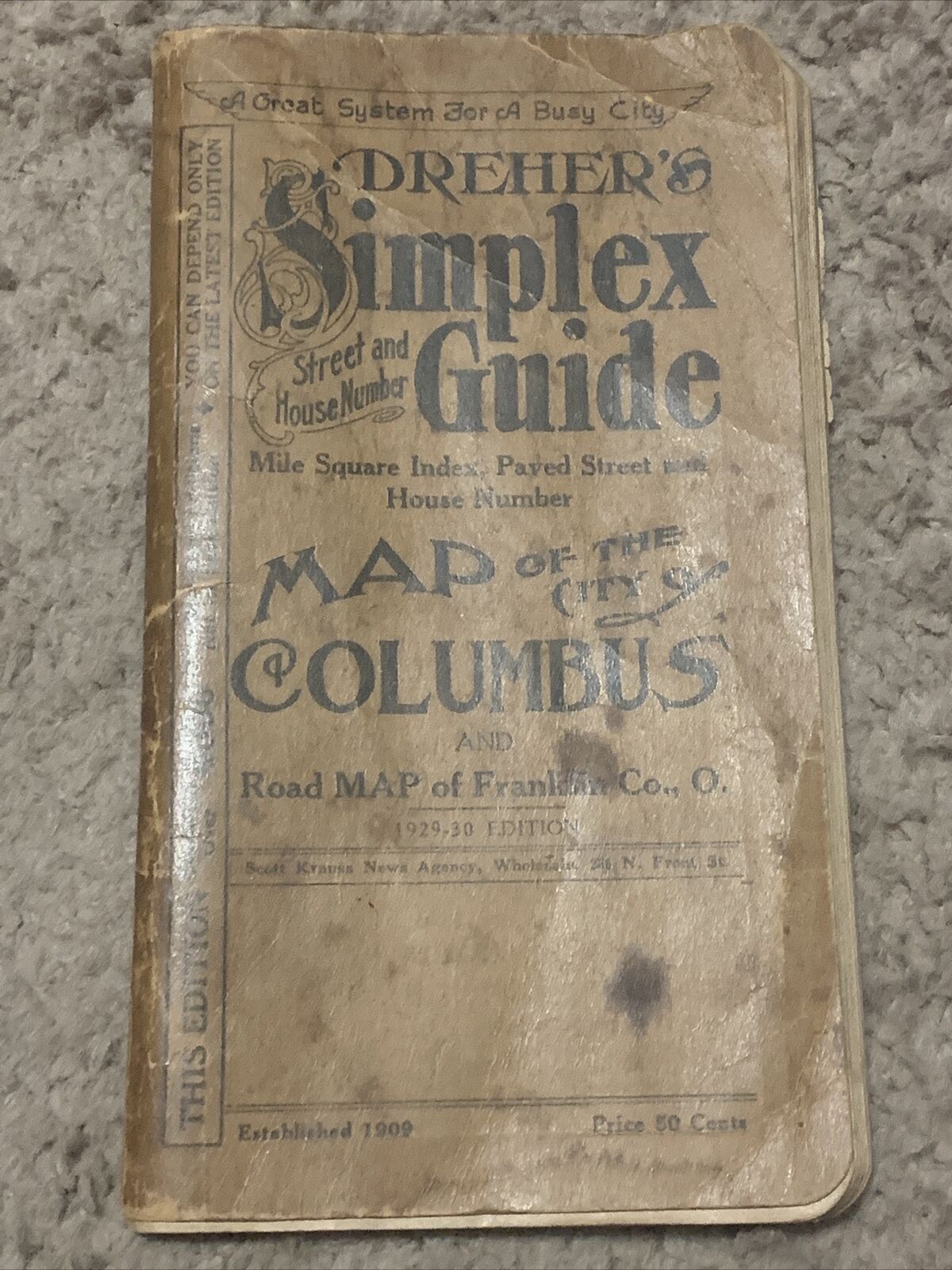 1929 1930 Dreher’s Simplex Street & House Number Guide Columbus OH map booklet