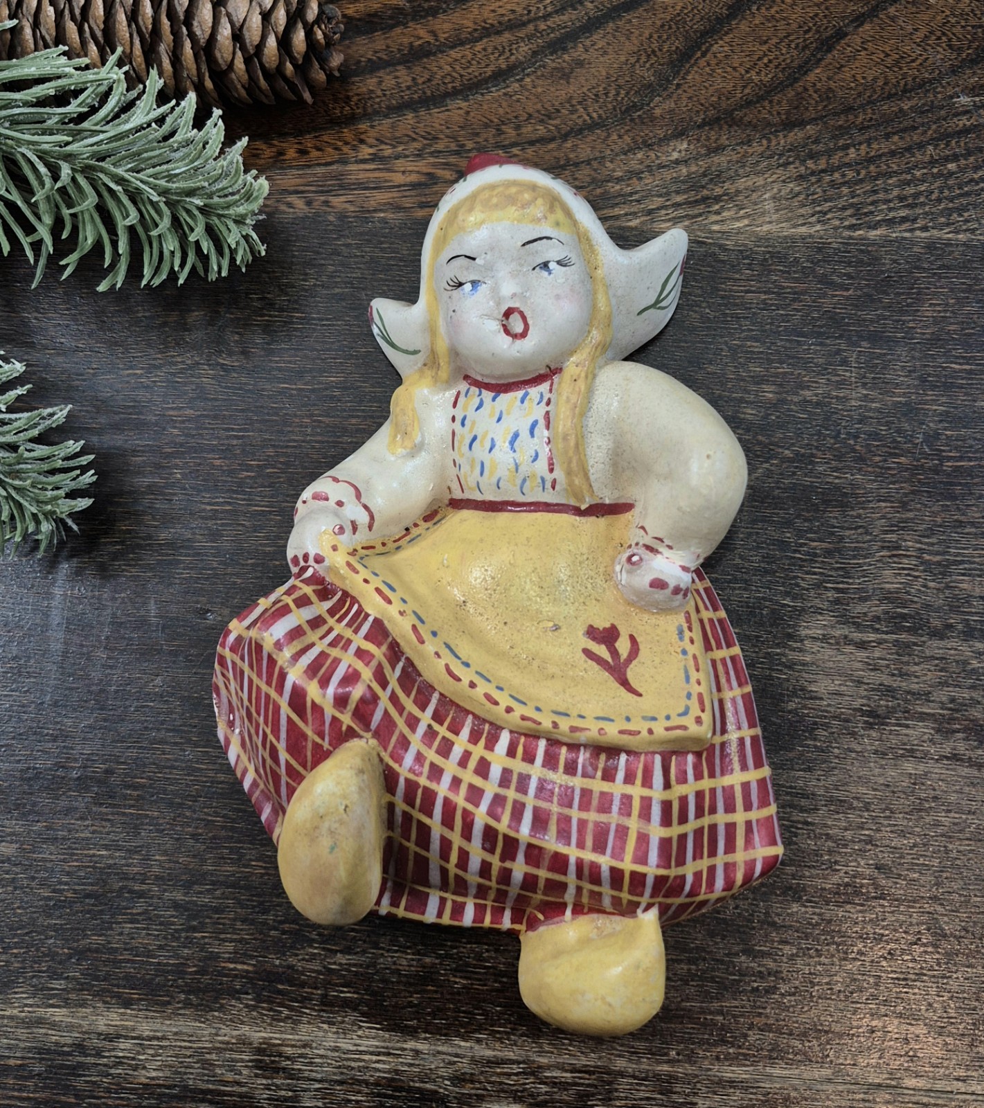 Vintage Chalkware Dutch Girl Wall Plaque 1930s Folk Art Decor, Kitschy Nostalgia Vintage Chalkware Dutch Girl Wall Plaque 1930s Folk Art Decor, Kitschy Nostalgia