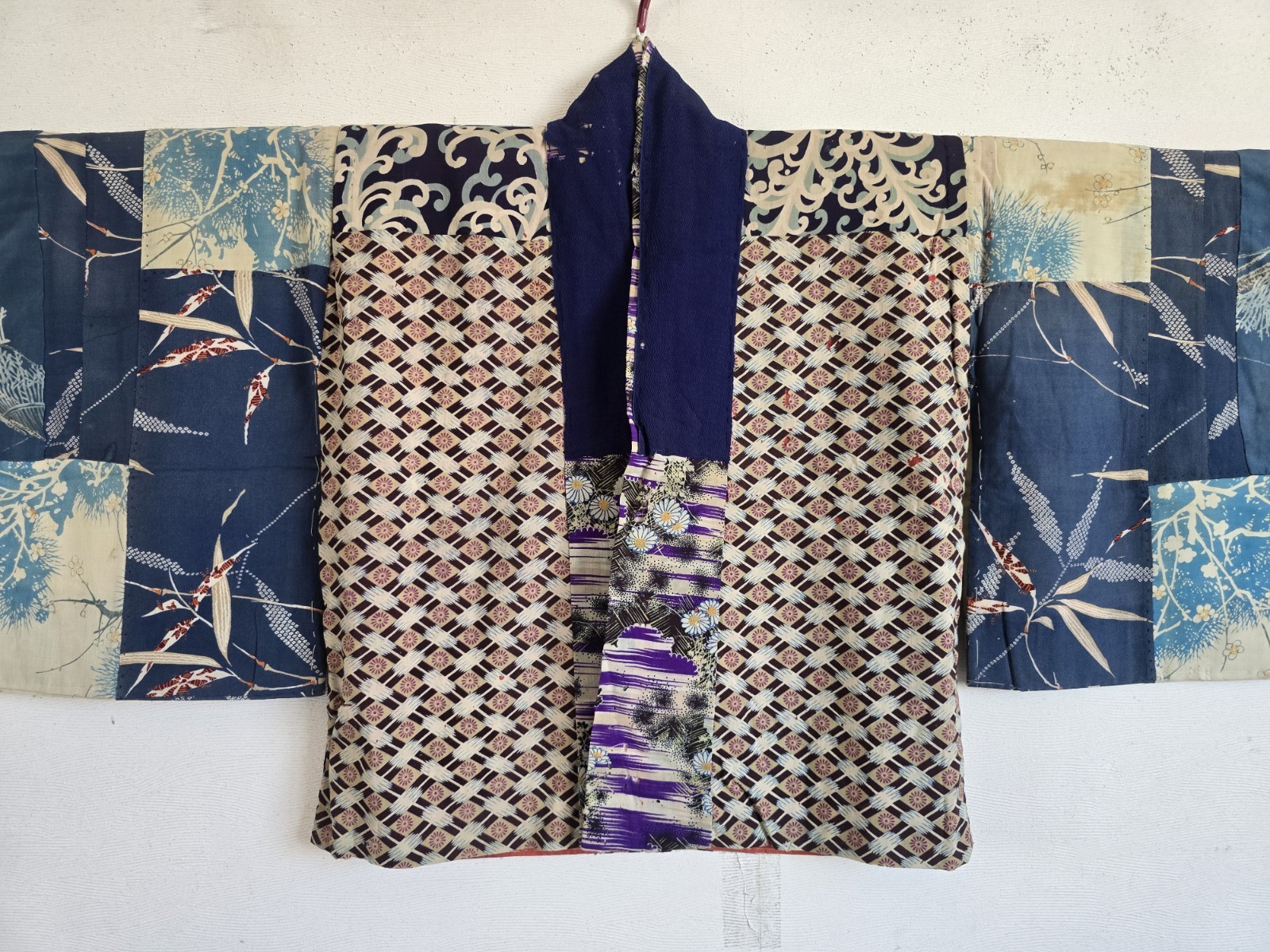 1870s ,Antique 1870s Japanese Yose Juban, Edo Chirimen Silk Patchwork Kimono147 1870s ,Antique 1870s Japanese Yose Juban, Edo Chirimen Silk Patchwork Kimono147