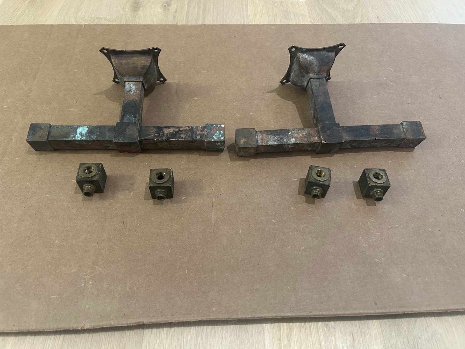 Antique Railroad Sconces Pair Early Double Pullman For Restore Brass Mission