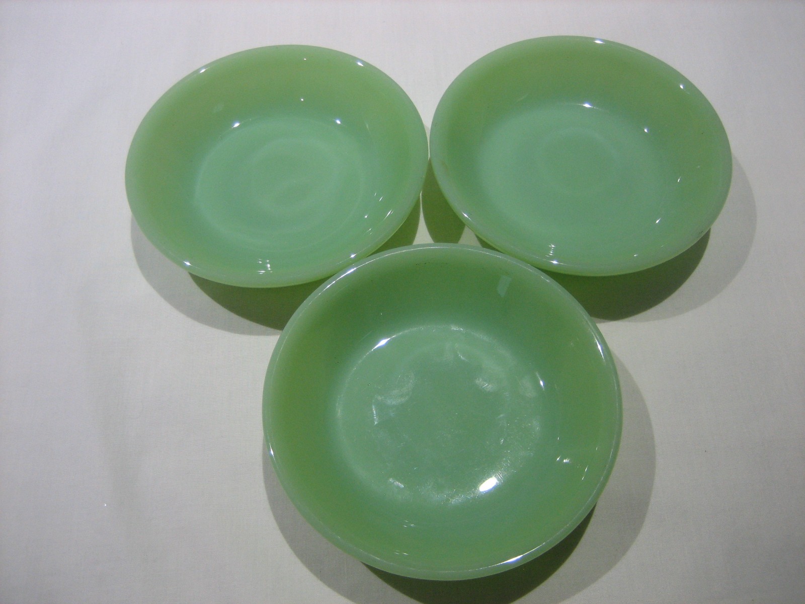RARE 3 Old BLOCK LETTERS Fire King Jadeite Oven Glass Small Berry Bowl