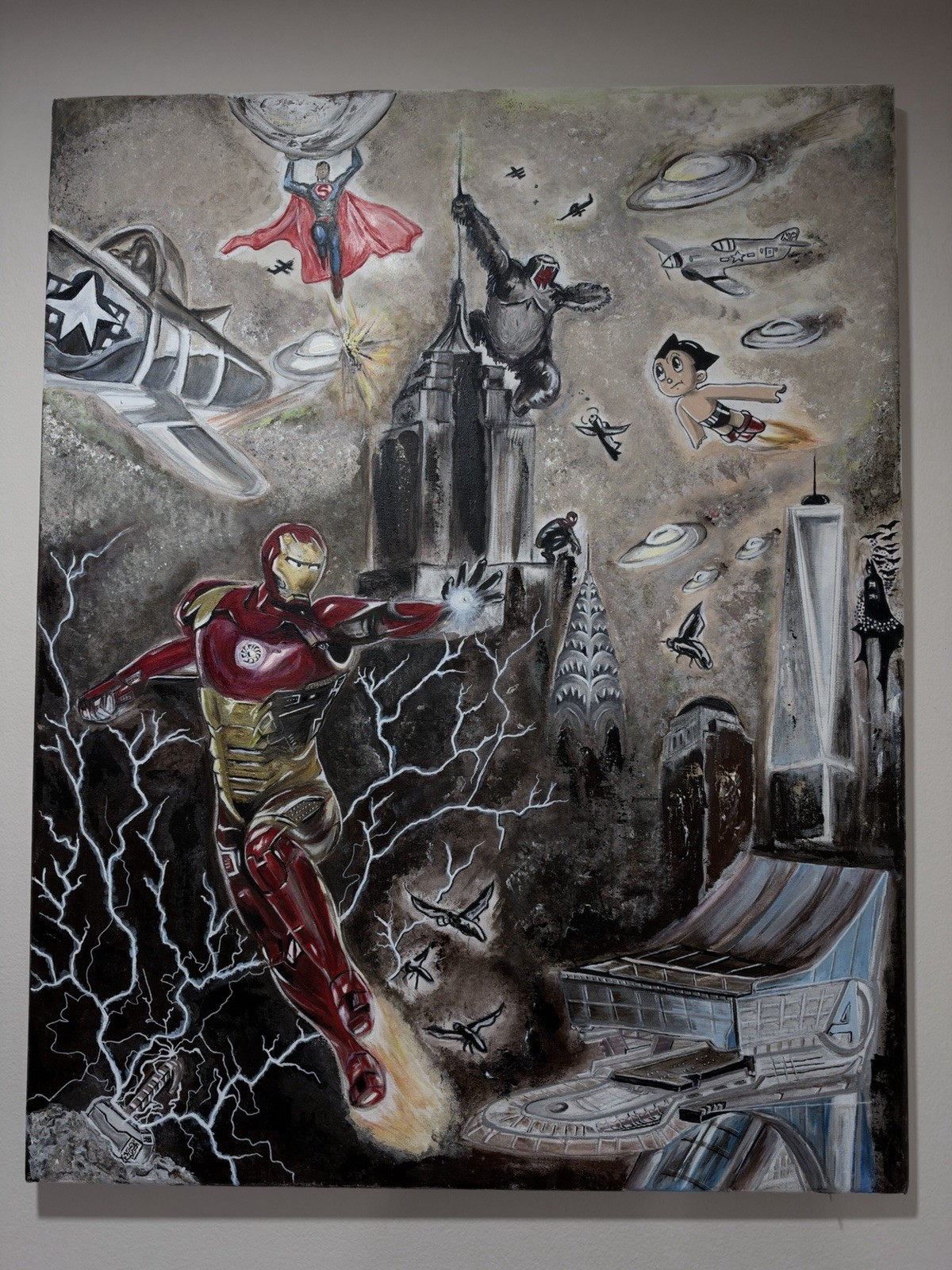 Custom Superhero hand-painted Comic Book Art Canvas (1:1) Custom Superhero hand-painted Comic Book Art Canvas (1:1)