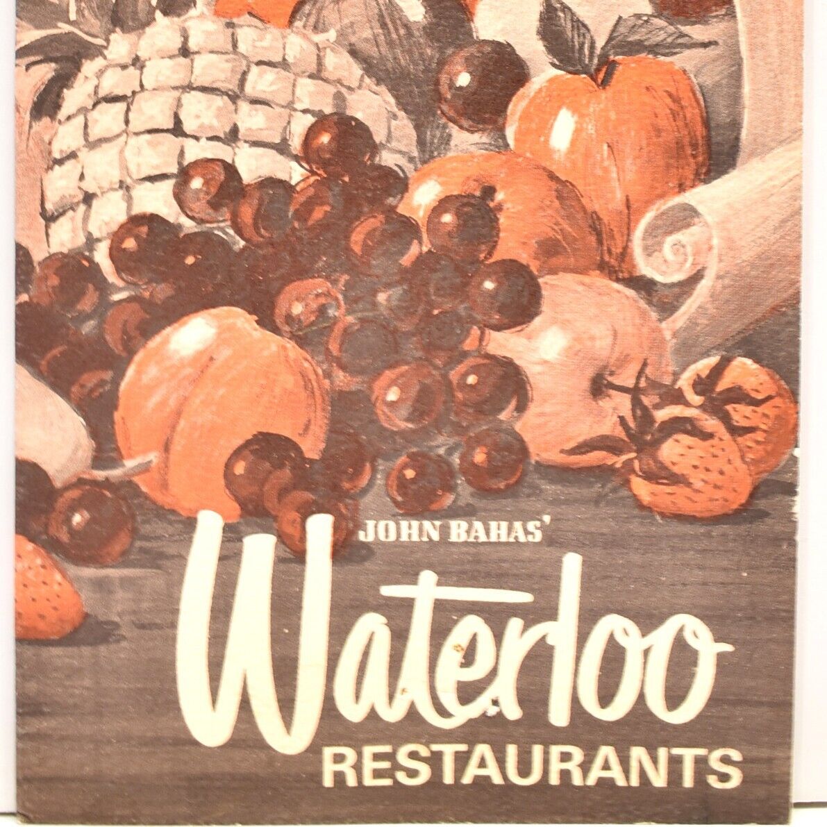 Vintage 1972 John Bahas Waterloo Restaurant Menu Akron Ohio