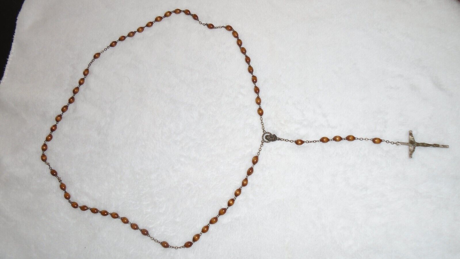 Vintage Rosary Italy beads made w Olive Wood Vatican