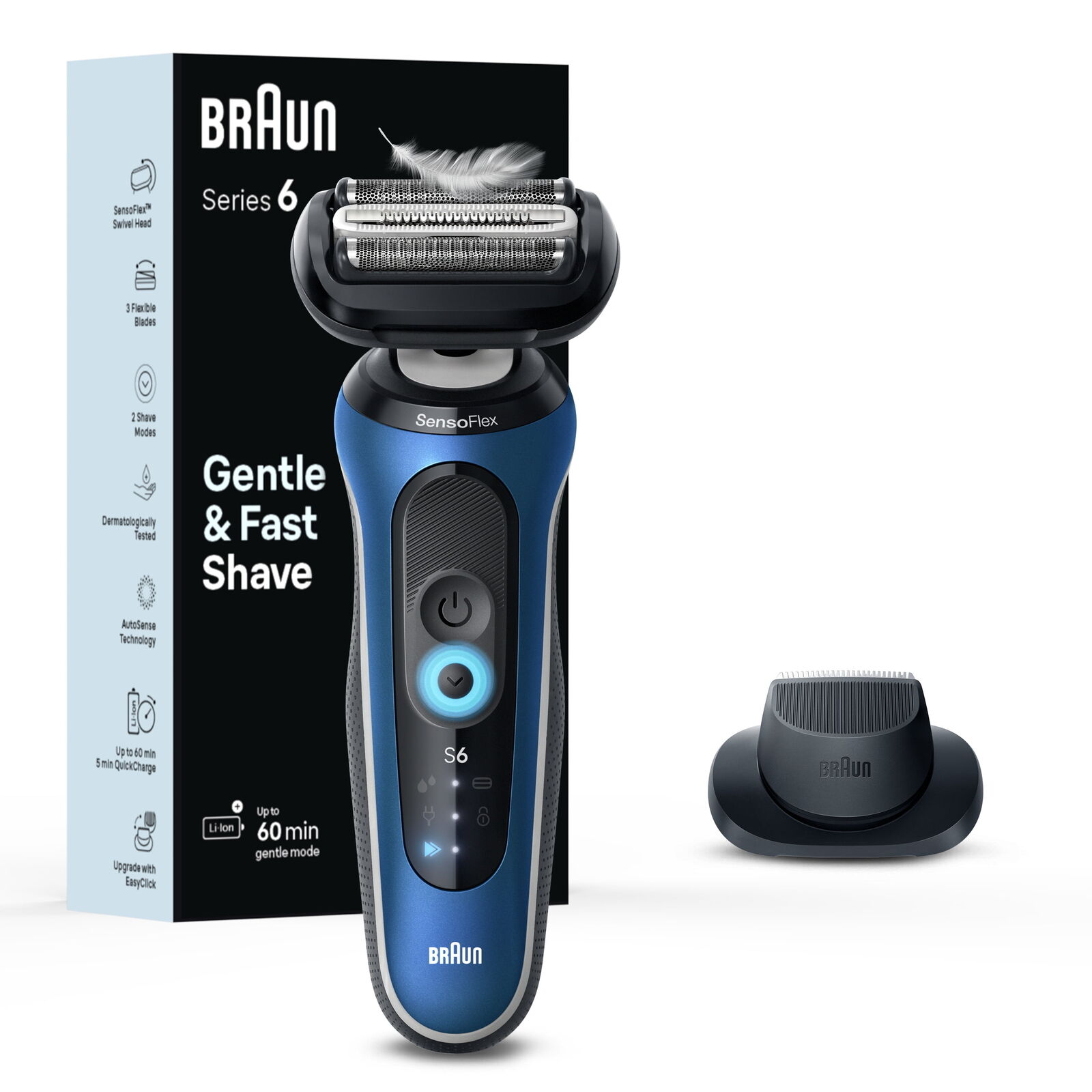 Braun Series 6 6120s Electric Shaver with Precision Trimmer and Pouch. Y09