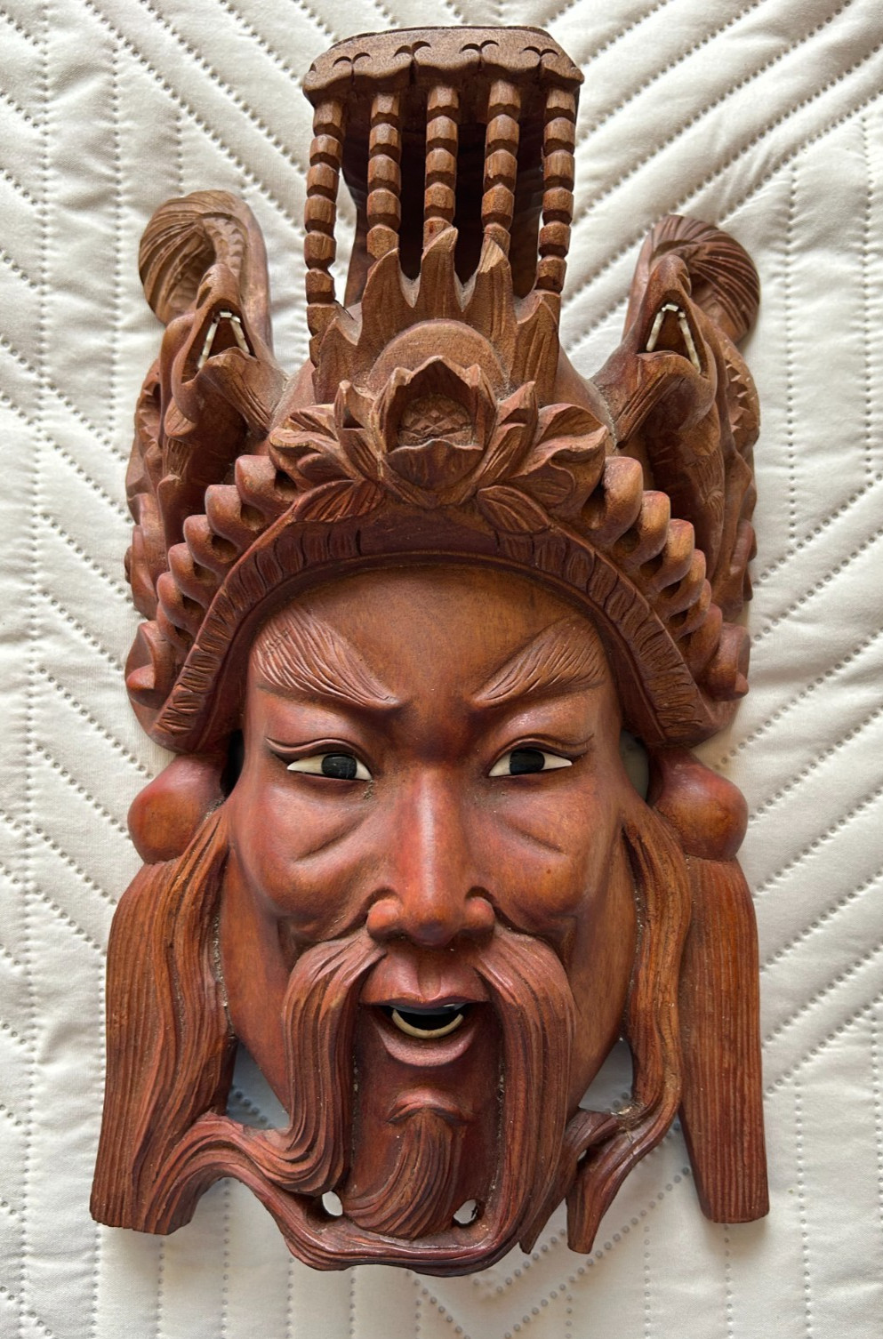 SPECTACULAR VINTAGE ROSEWOOD-CARVED ASIAN MASK Genghis Kahn PRISTINE CONDITION SPECTACULAR VINTAGE ROSEWOOD-CARVED ASIAN MASK Genghis Kahn PRISTINE CONDITION