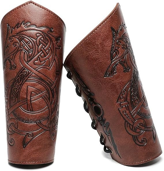 Medieval Leather Bracers Dragon Embossed Viking Leather Bracers Leather Arm A... Medieval Leather Bracers Dragon Embossed Viking Leather Bracers Leather Arm A...
