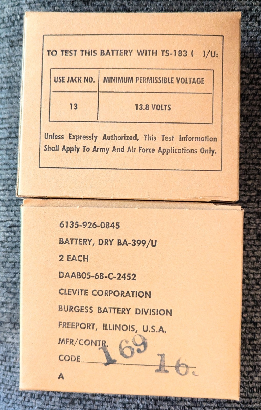 8 Vintage Burgess Dry Cell Battery BA-399/U Military Transmitter Vietnam NOS 8 Vintage Burgess Dry Cell Battery BA-399/U Military Transmitter Vietnam NOS