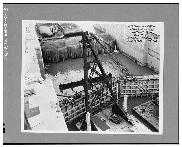 Huntington WV Gallipolis Dam 1937 Lock Gate Construction U.S. Army Engineer Huntington WV Gallipolis Dam 1937 Lock Gate Construction U.S. Army Engineer