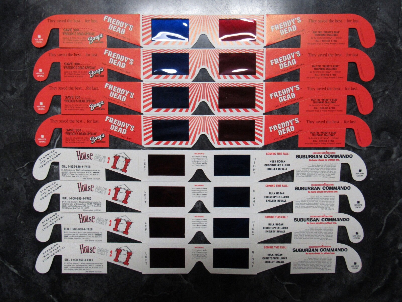 2 Pairs Vtg 1991 Freddy's Dead 3-D Theater Glasses Final Nightmare On Elm Street 2 Pairs Vtg 1991 Freddy's Dead 3-D Theater Glasses Final Nightmare On Elm Street