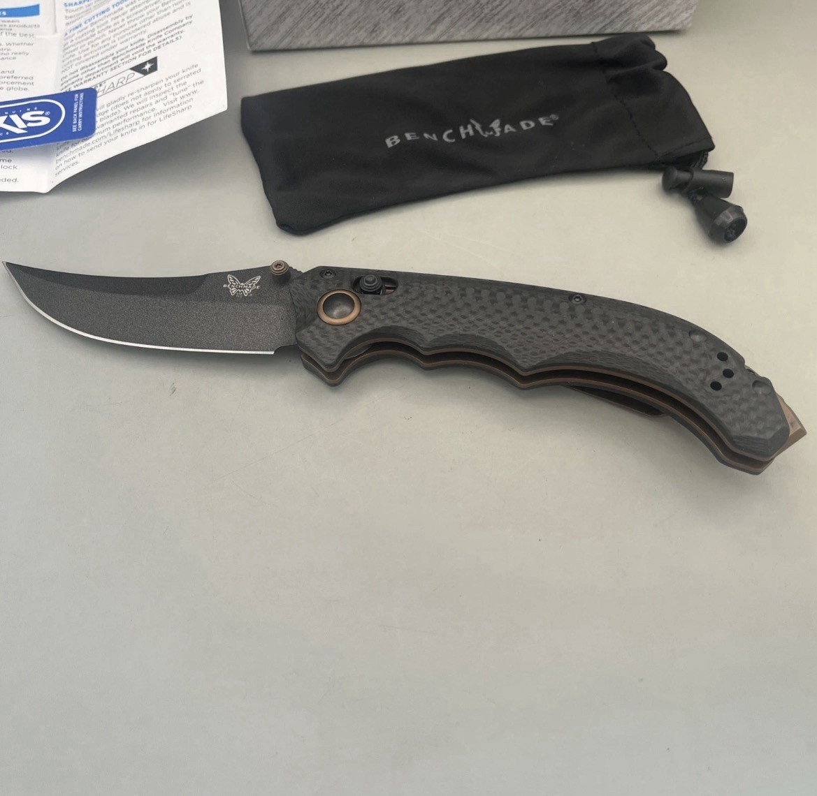 Benchmade Knives Mini Bedlam 865-02 Marbled Carbon Fiber CPM-S90V New Benchmade Knives Mini Bedlam 865-02 Marbled Carbon Fiber CPM-S90V New