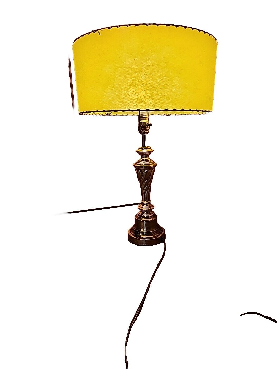 Fiberglass 1940s - 1950s Lime Green Shade Brass Lamp Mod MCM Vtg