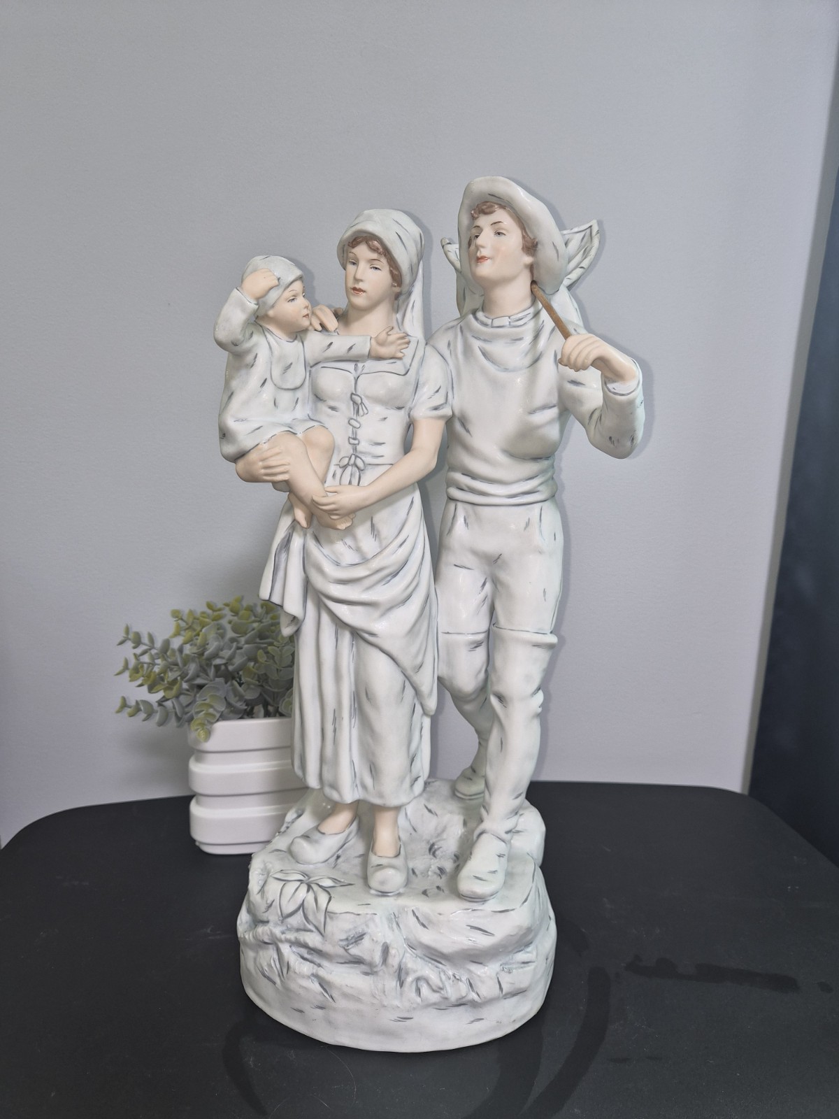 XL Antique Royal Dux Bohemia Fisherman, Wife & Child Signed Porcelain Figurine XL Antique Royal Dux Bohemia Fisherman, Wife & Child Signed Porcelain Figurine