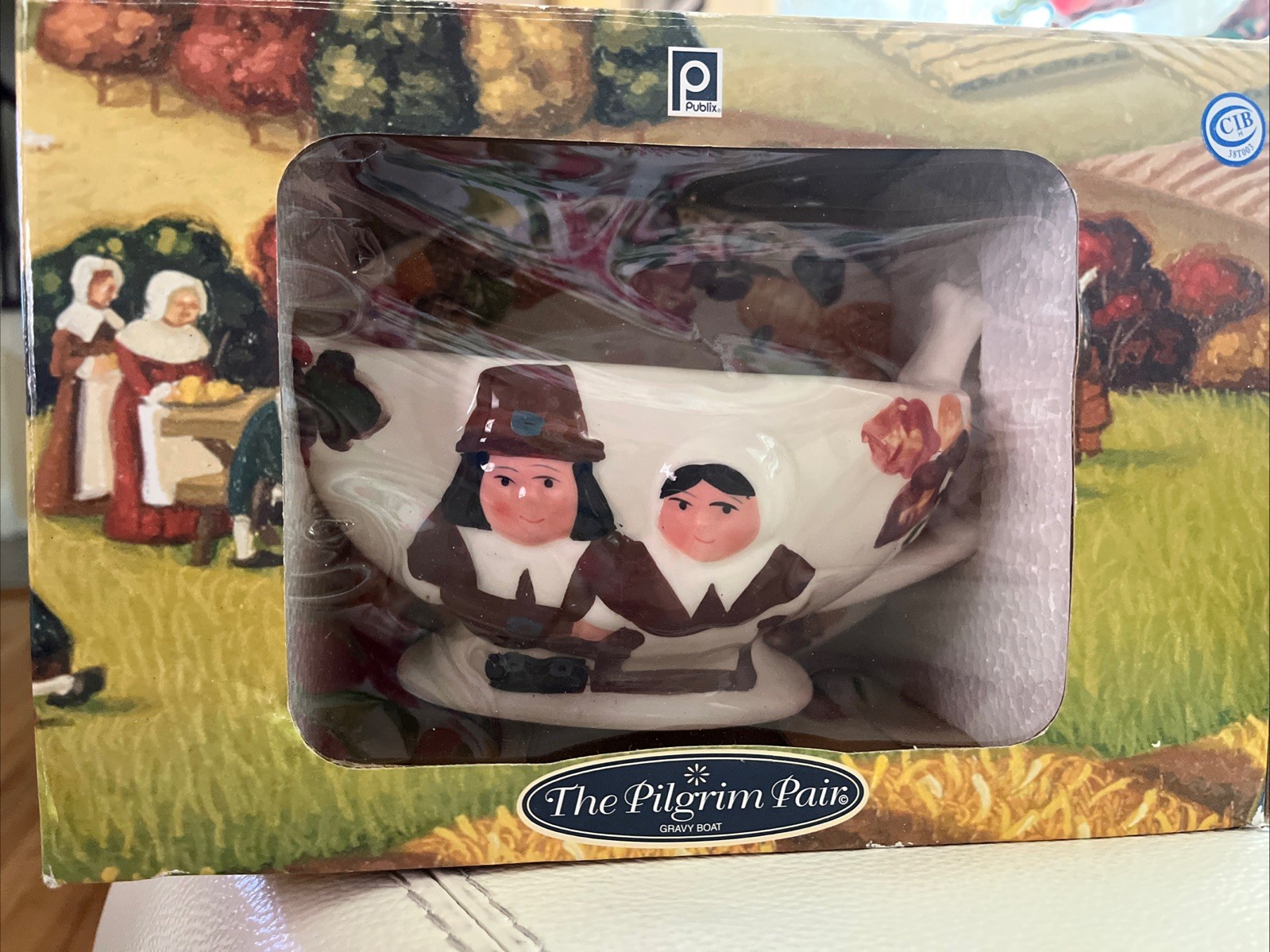 Publix The Pilgrim Pair Gravy Boat W/Underplate NEW IN BOX Thanksgiving Autumn Publix The Pilgrim Pair Gravy Boat W/Underplate NEW IN BOX Thanksgiving Autumn