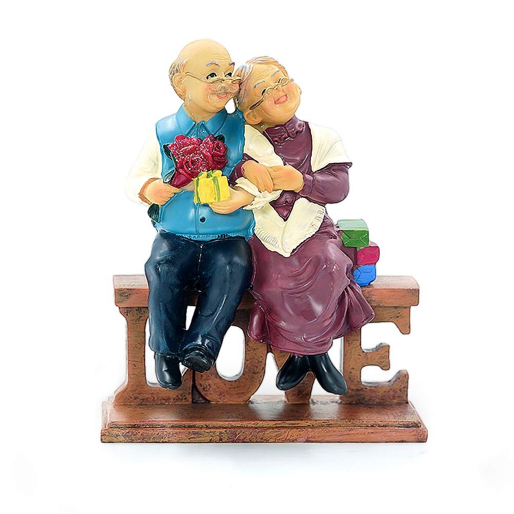 Romantic Elderly Couple Figurines Wedding Anniversary Sculpture Love 1 PC