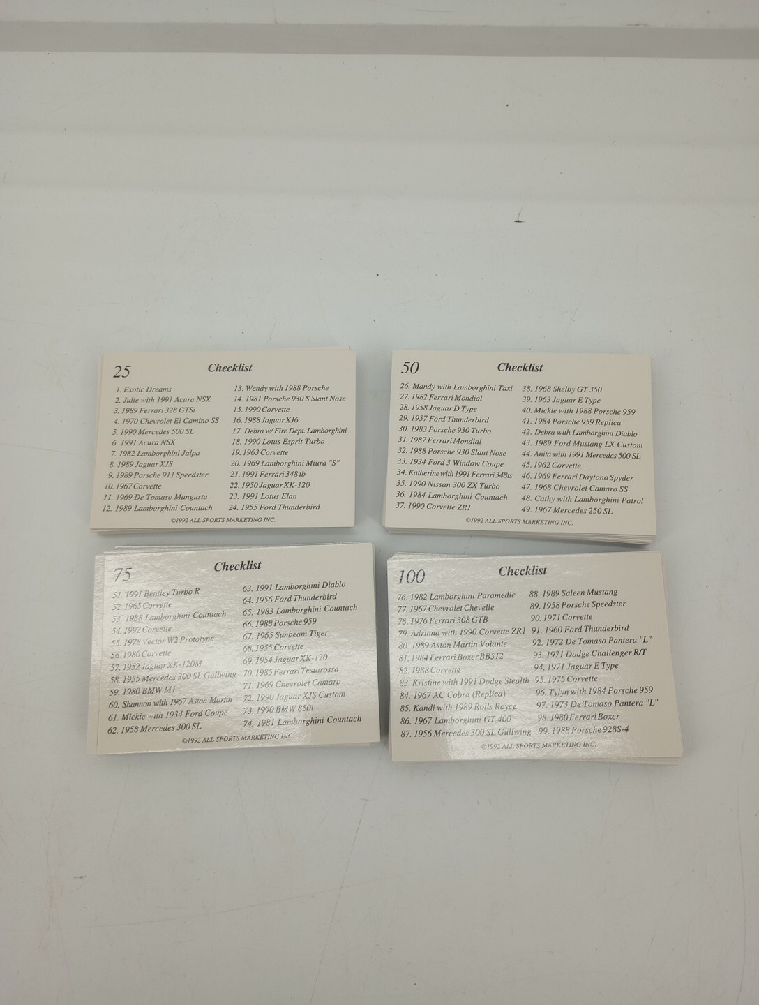 Vtg 1992Exotic Dreams Cars Base Card Set 100 Cards All Sports Marketing W/ Box Vtg 1992Exotic Dreams Cars Base Card Set 100 Cards All Sports Marketing W/ Box