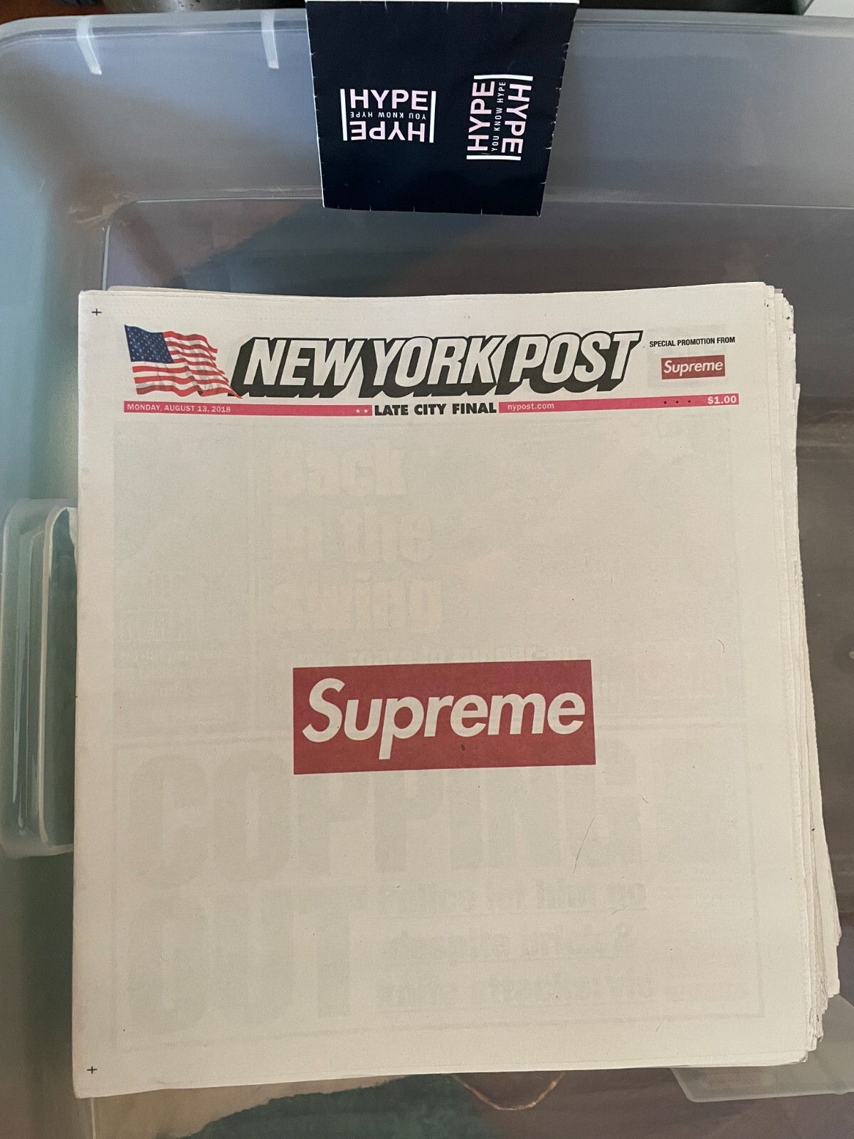 Supreme Newspaper - New York Post “Late City Final” Edition Supreme Newspaper - New York Post “Late City Final” Edition