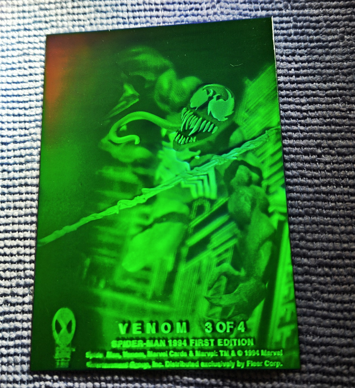 1994 Fleer Spider-Man 1st Edition Venom Green Foil Trading Card #3 of 4