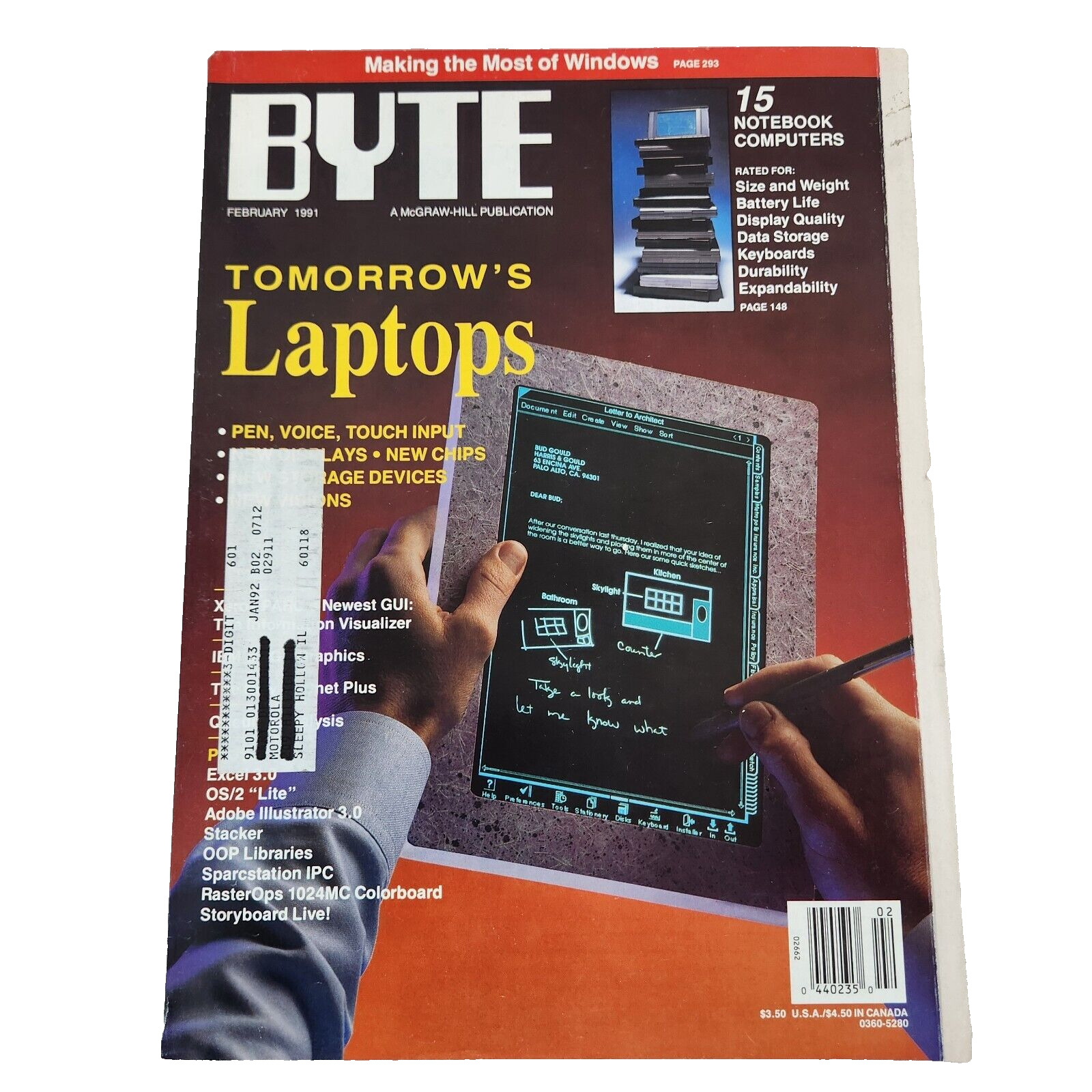 Vintage February 1991 BYTE Magazine - Tomorrow\'s Laptops - 15 Notebook Computers