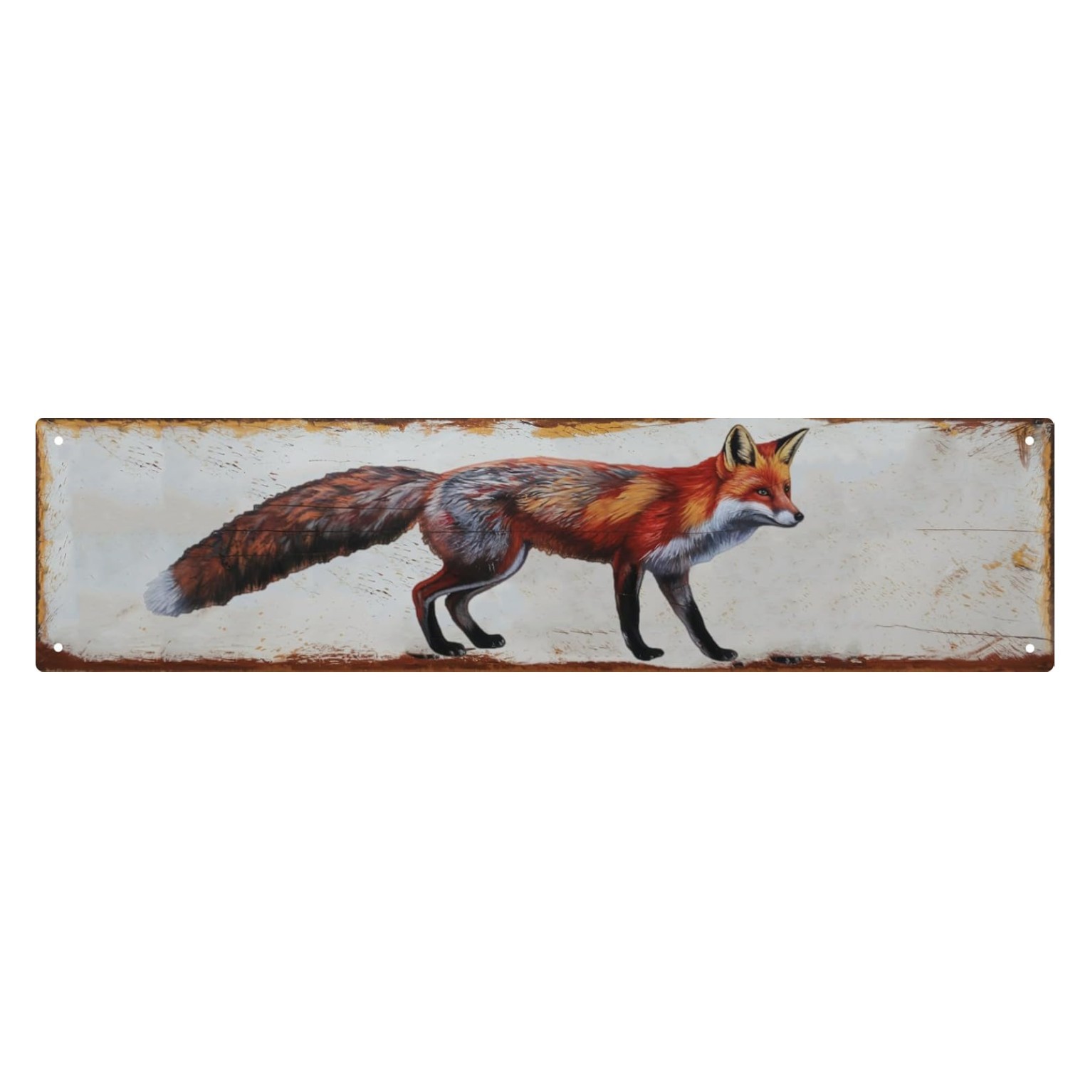 Fox Metal Sign 4x16in Vintage Rustic Plaque For Forest Cabin Wall Farmhouse Fox Metal Sign 4x16in Vintage Rustic Plaque For Forest Cabin Wall Farmhouse