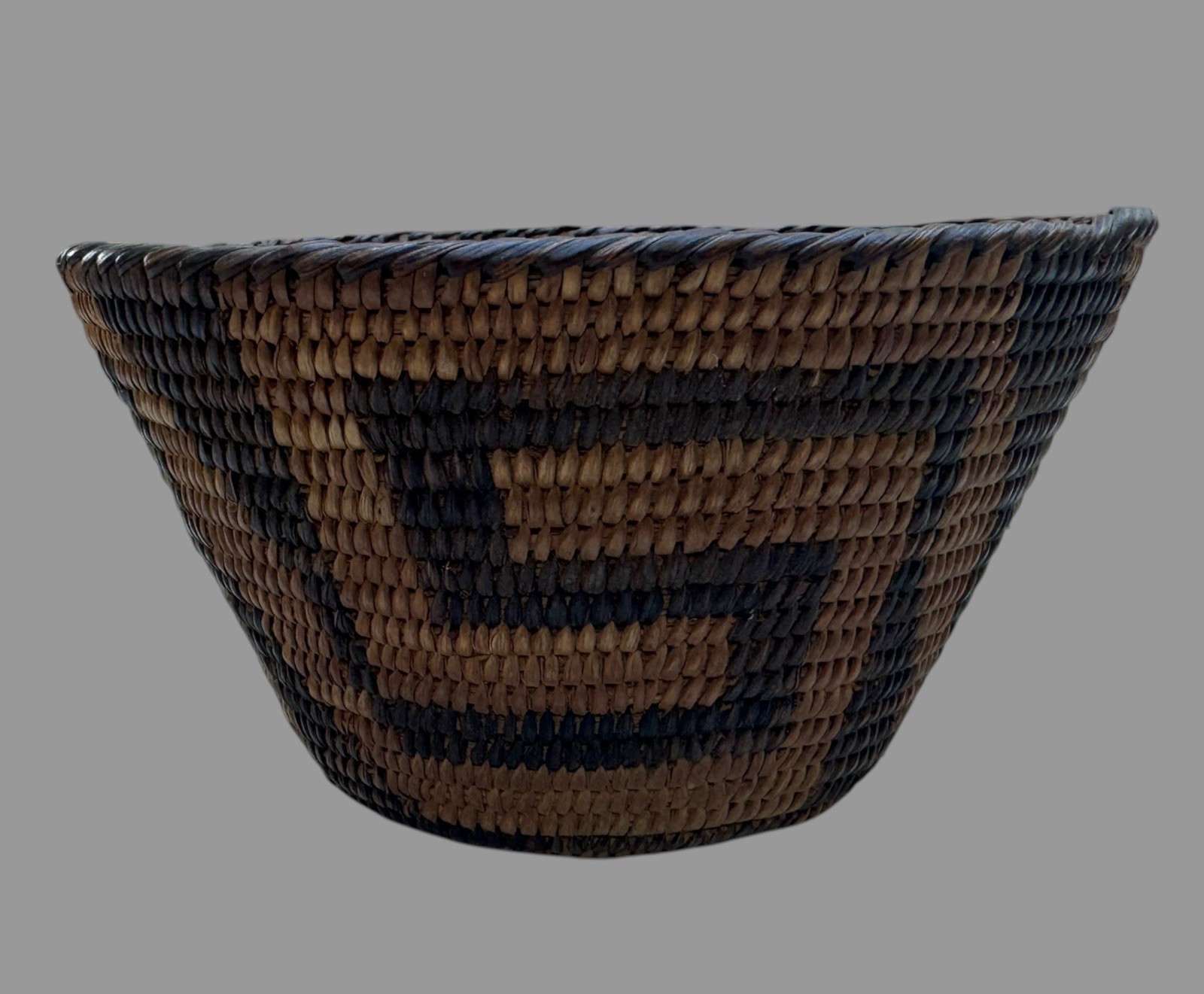 Antique Native American Indian Coiled Basket Geometric Design 5.75” Antique Native American Indian Coiled Basket Geometric Design 5.75”