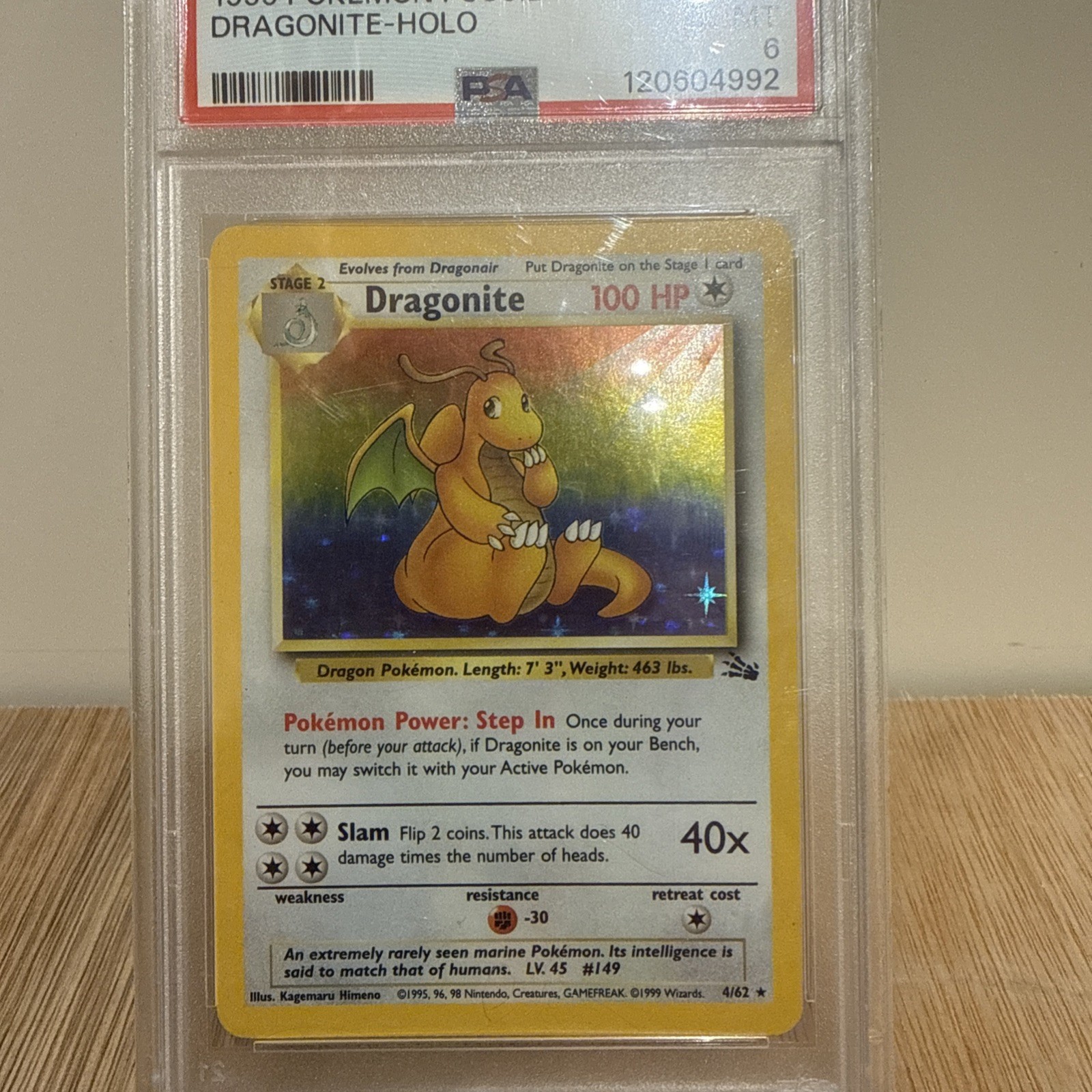 Pokémon TCG Dragonite Fossil Holo Unlimited Rare Card 4/62 PSA 7 Pokémon TCG Dragonite Fossil Holo Unlimited Rare Card 4/62 PSA 7
