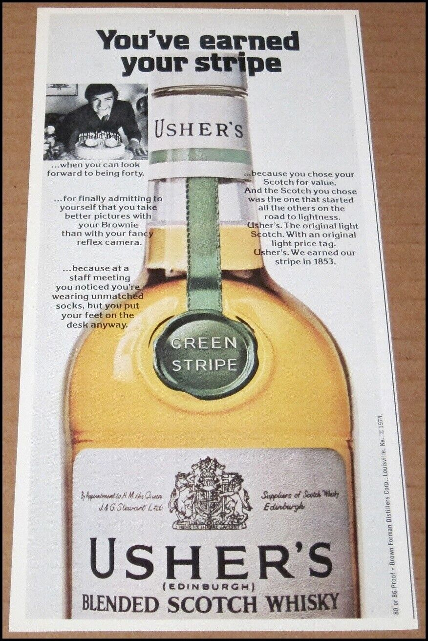 1975 Usher\'s Scotch Whisky Print Ad Advertisement Clipping Vintage Edinburgh