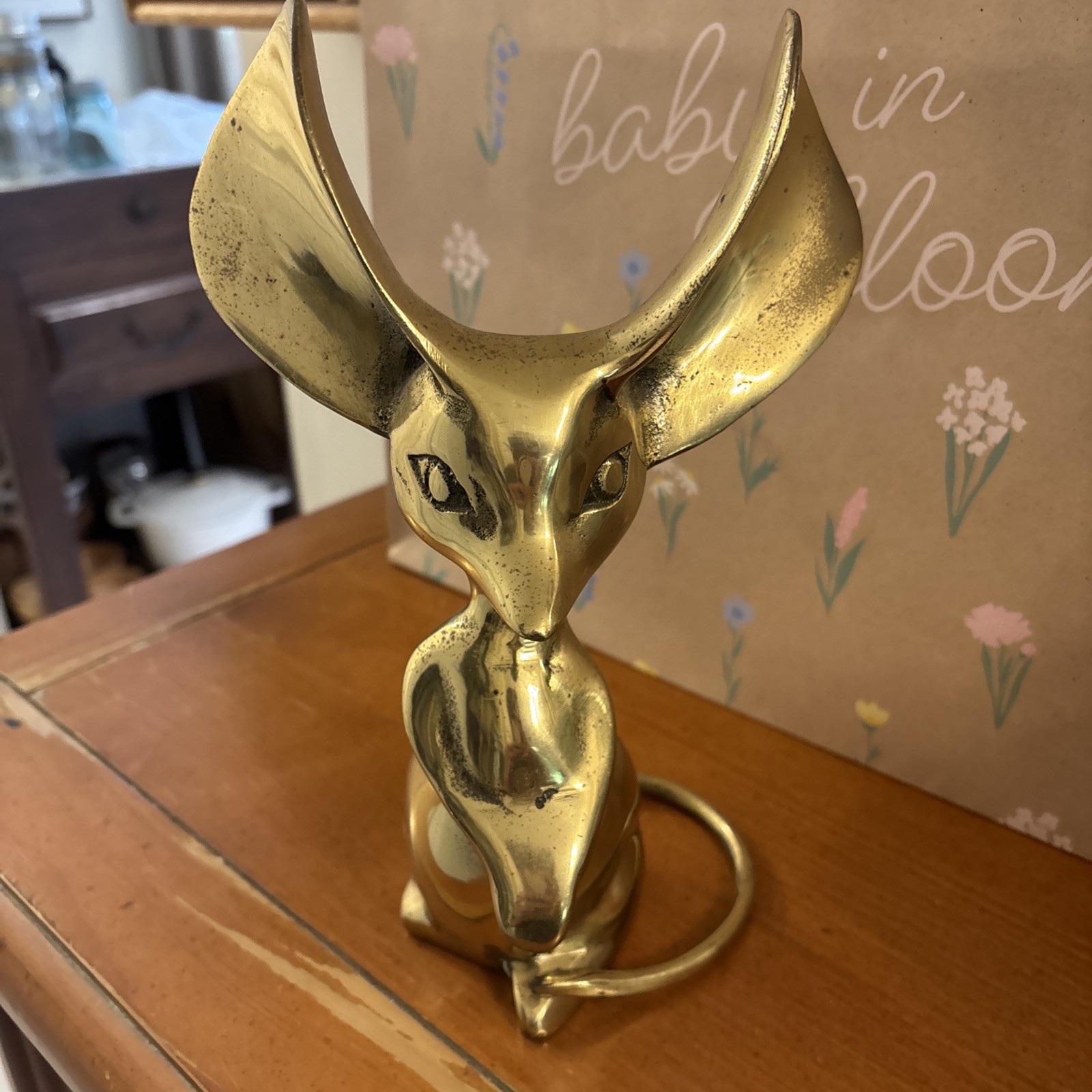 Large 9 Inch Brass Mouse With Big Ears Large 9 Inch Brass Mouse With Big Ears