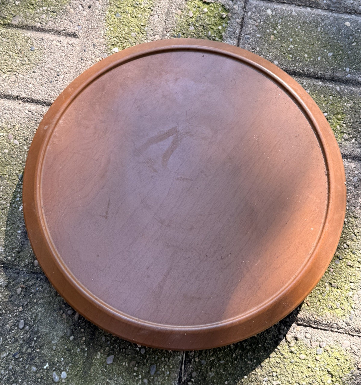Vintage Solid Wood Lazy Susan Rotating Serving Tray Center Piece Turntable Rare Vintage Solid Wood Lazy Susan Rotating Serving Tray Center Piece Turntable Rare