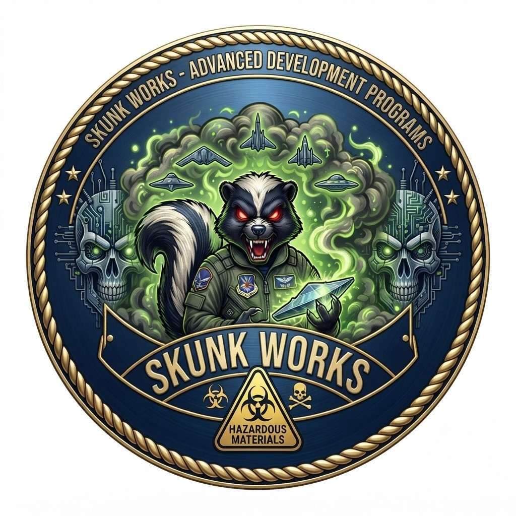 Skunk Works Hazardous Materials Weapons Development 4" Decal - Military Coin Art
