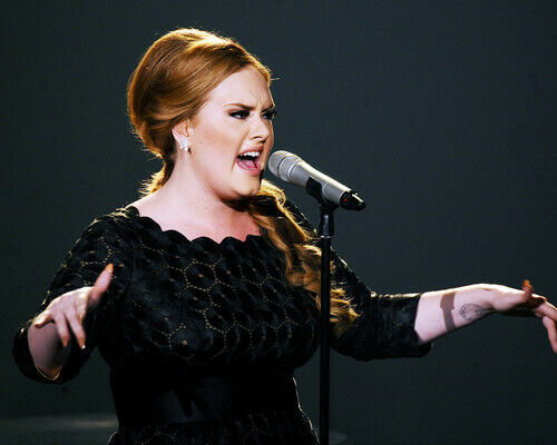 ADELE BLACK DRESS IN CONCERT PERFORMING 24x36 inch poster