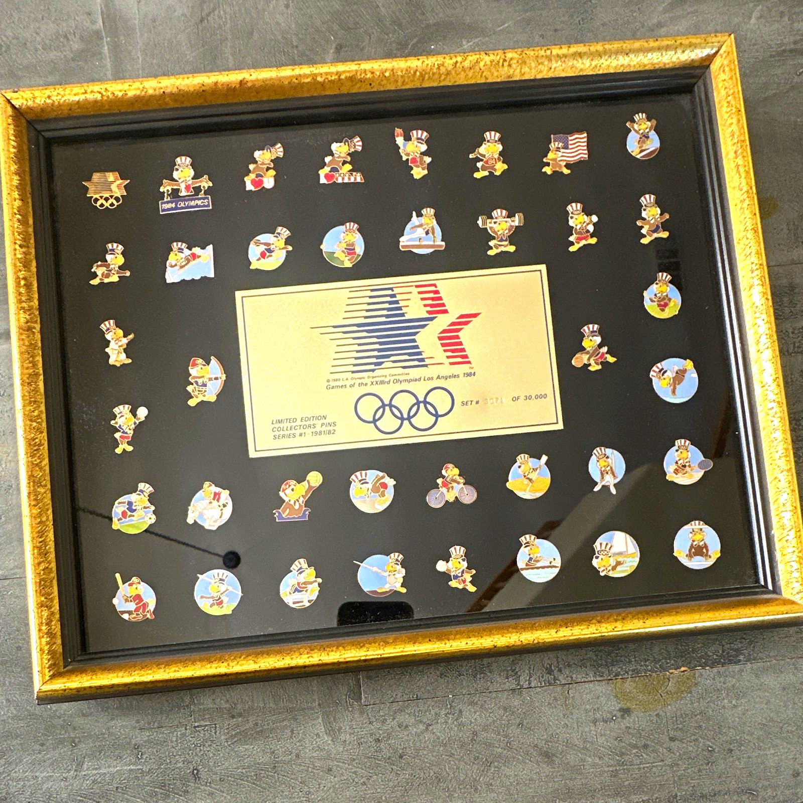 VTG Los Angeles 1984 Olympics Sam the Eagle Framed Collector Pin Set LE #3071 VTG Los Angeles 1984 Olympics Sam the Eagle Framed Collector Pin Set LE #3071