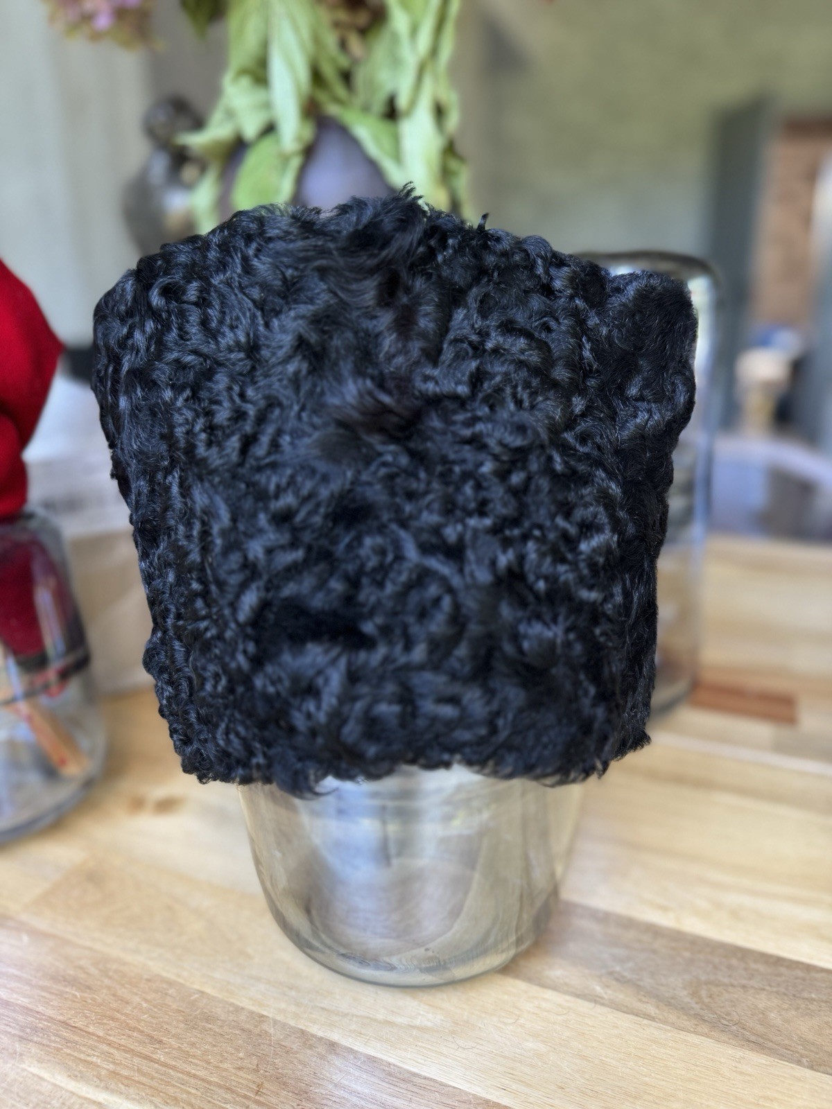 Kubanka Cossack Hat Black Astrakhan Karakul Fur Red Top Silver Cross Papakha Kubanka Cossack Hat Black Astrakhan Karakul Fur Red Top Silver Cross Papakha