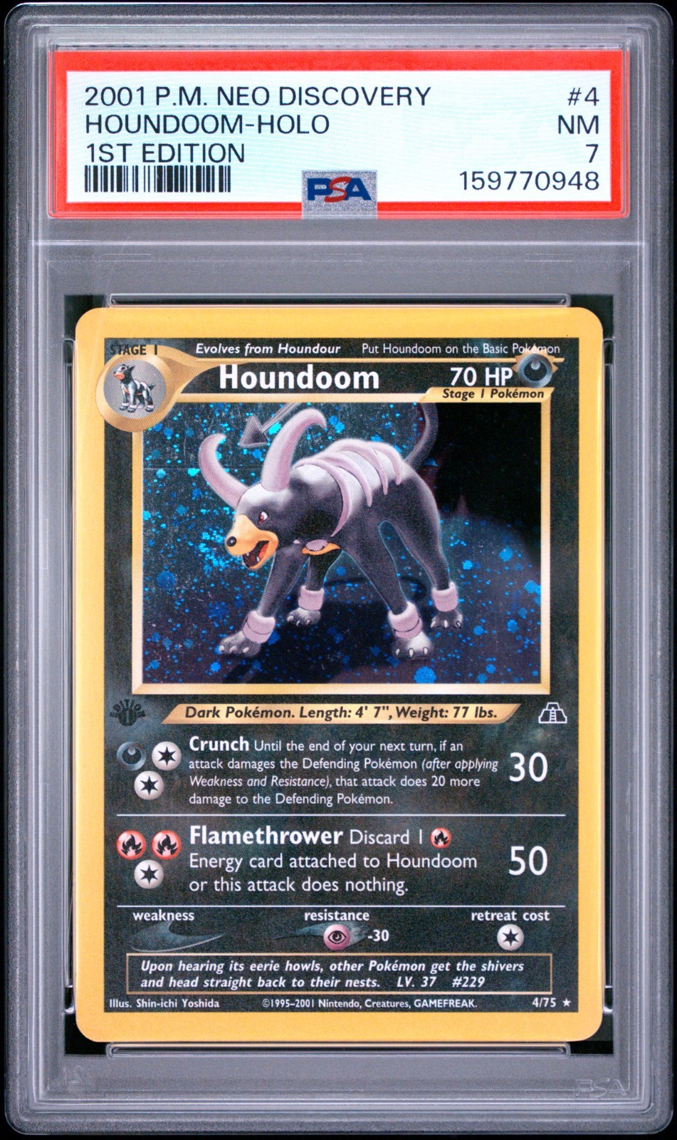 π π SWIRL π π 2001 PokΓ©mon Neo Discovery Houndoom #4/75 1st Ed Holo PSA 7 π π SWIRL π π 2001 PokΓ©mon Neo Discovery Houndoom #4/75 1st Ed Holo PSA 7