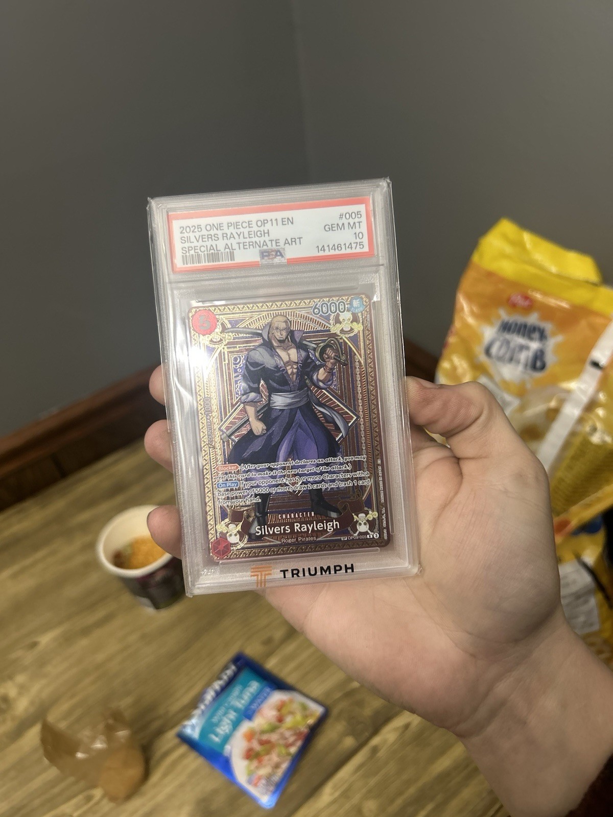 Triumph One Piece OP11 EN Silvers Rayleigh #005 Special Alt Art Graded 2025
