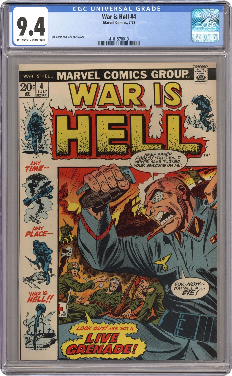 War Is Hell #4 CGC 9.4 1973 4181578013