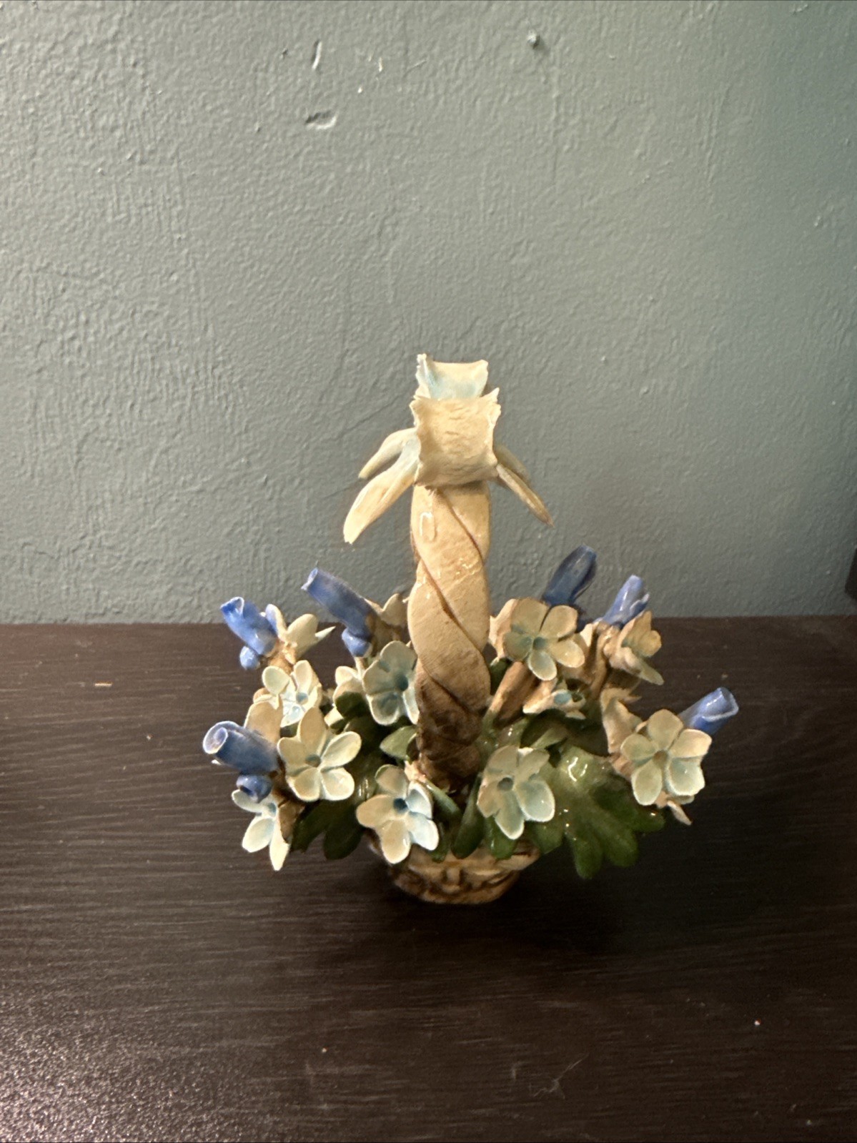 Vintage Italian Capodimonte Porcelain Floral Basket Figurine Vintage Italian Capodimonte Porcelain Floral Basket Figurine