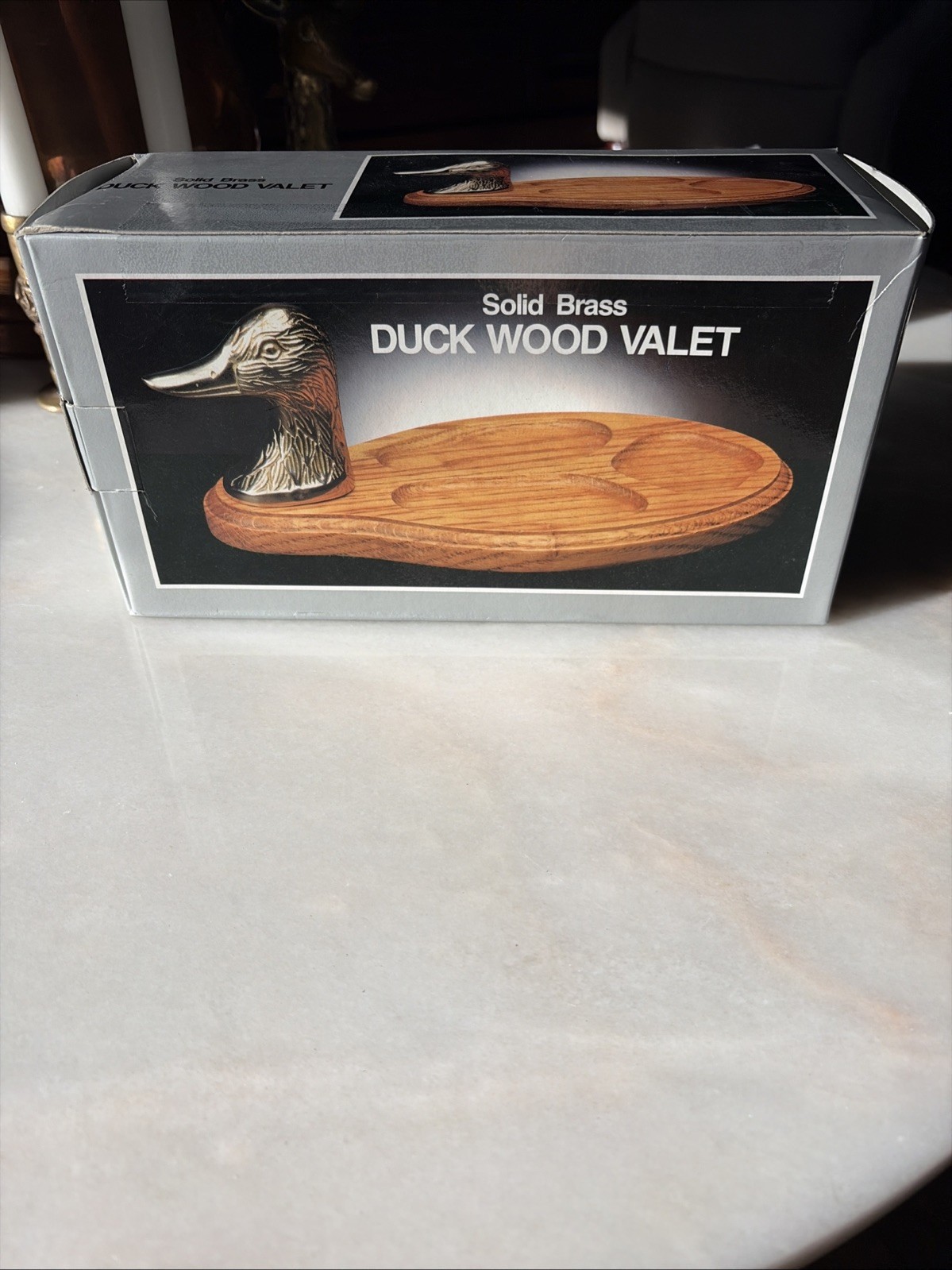 Vintage Solid Brass Duck Wood Valet Tray NIB New Old Stock Dresser Catchall MCM Vintage Solid Brass Duck Wood Valet Tray NIB New Old Stock Dresser Catchall MCM