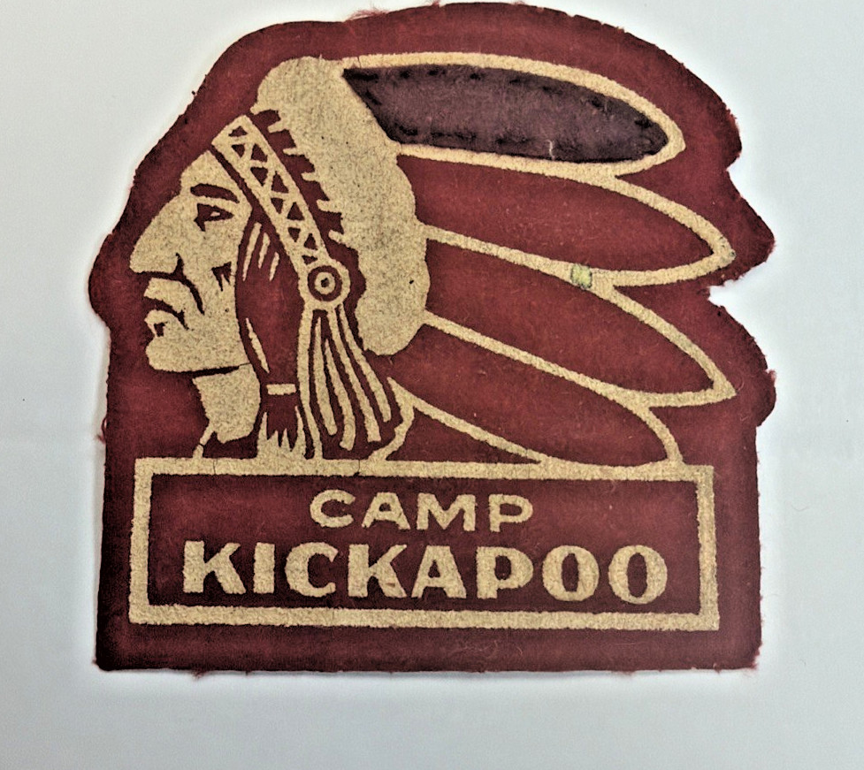 VTG CAMP KICKAPOO Boy Scout Indian Head Red FELT PATCH Uniform Badge 1940s VTG CAMP KICKAPOO Boy Scout Indian Head Red FELT PATCH Uniform Badge 1940s