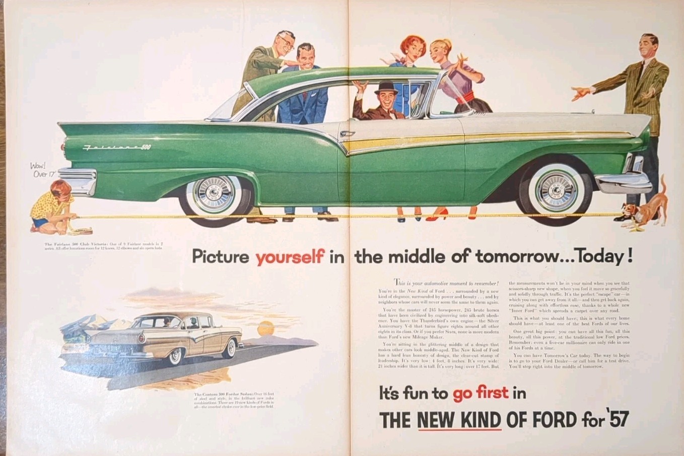1957 Ford Custom 300 2 Door Hardtop White And Green Beautiful Print Ad 1957 Ford Custom 300 2 Door Hardtop White And Green Beautiful Print Ad