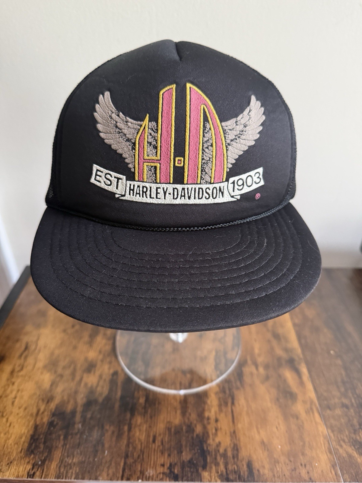 Vintage Harley Davidson Trucker Hat Snapback Mesh H-D Graphic Biker Cap Vintage Harley Davidson Trucker Hat Snapback Mesh H-D Graphic Biker Cap