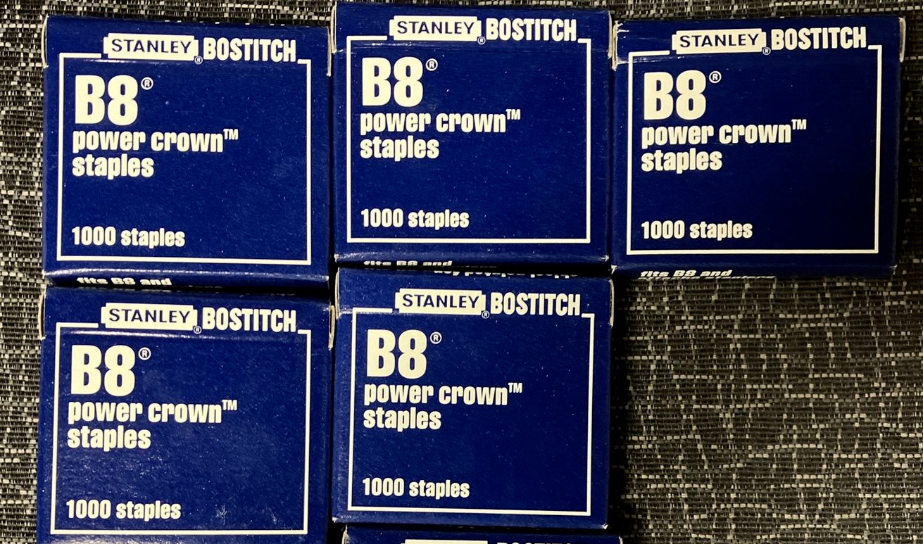 Vintage Bostitch B8 Staples Box, 1000 staples/bx  TOTAL OF 5 BOXES=5000 staples