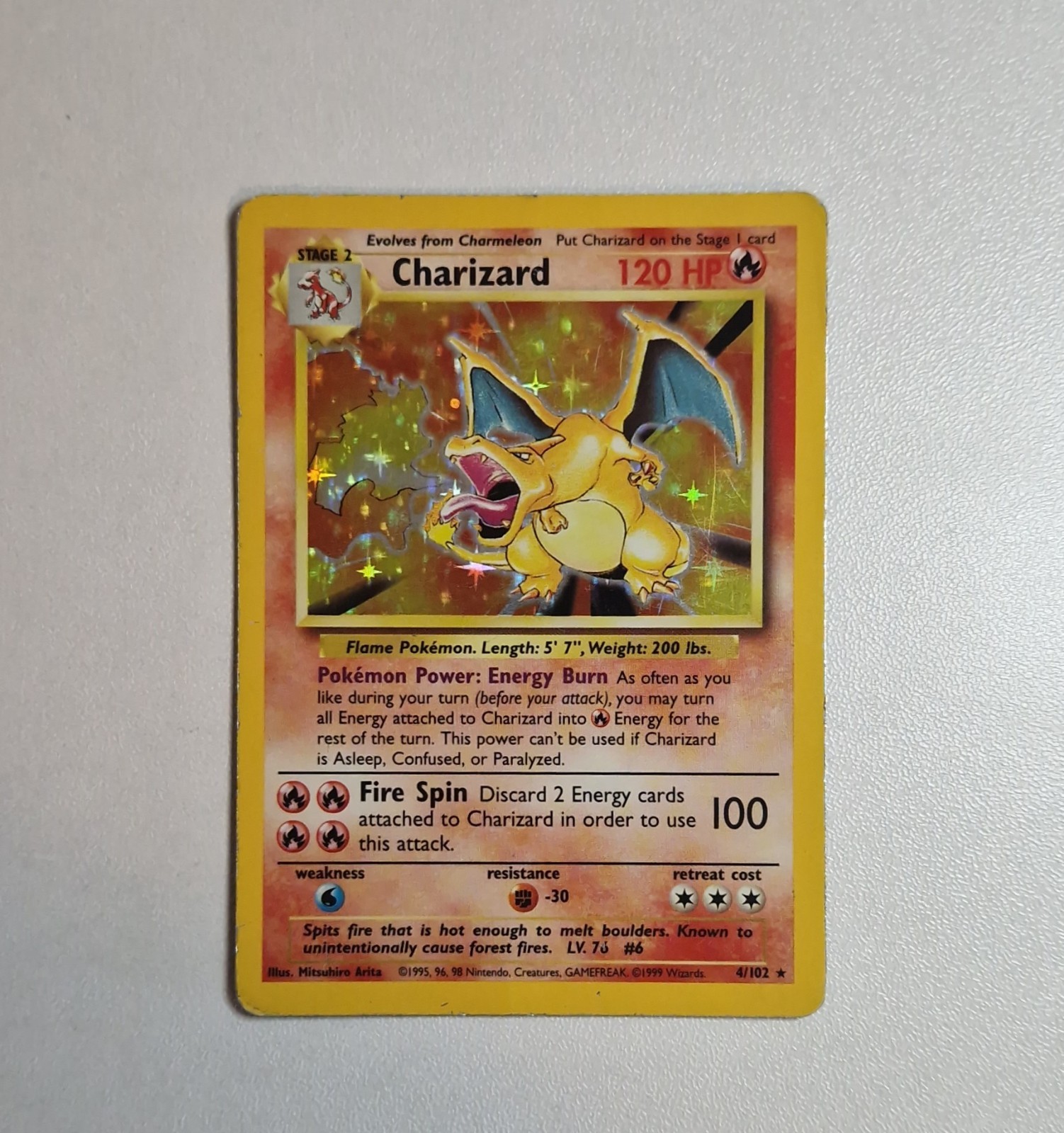 Pokemon TCG Charizard Base Set Holo 4/102 Rare WOTC 1999 Vintage Pokemon TCG Charizard Base Set Holo 4/102 Rare WOTC 1999 Vintage