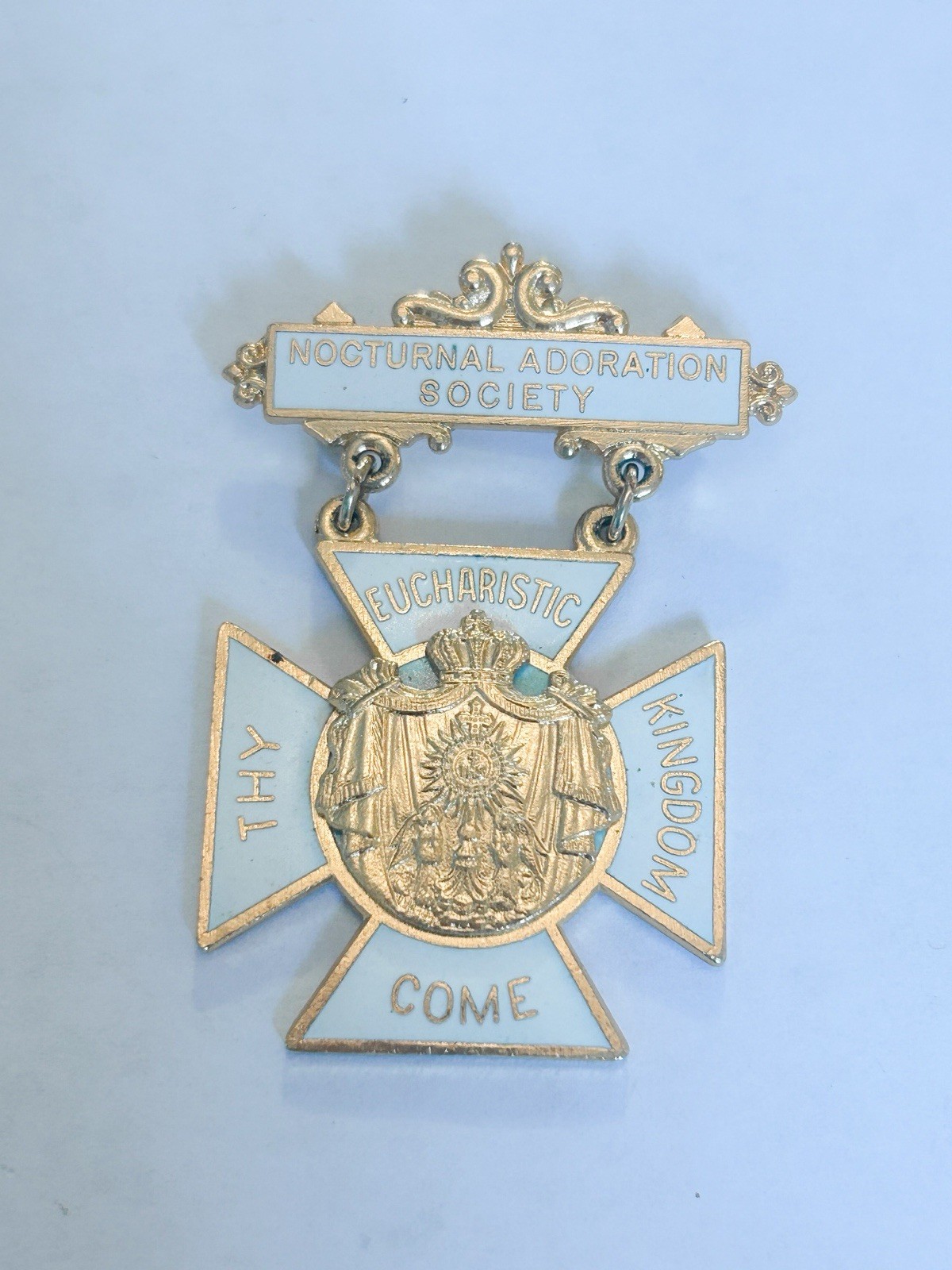 Nocturnal Adoration Society Religious Catholic Gold & Enamel Pin Medal