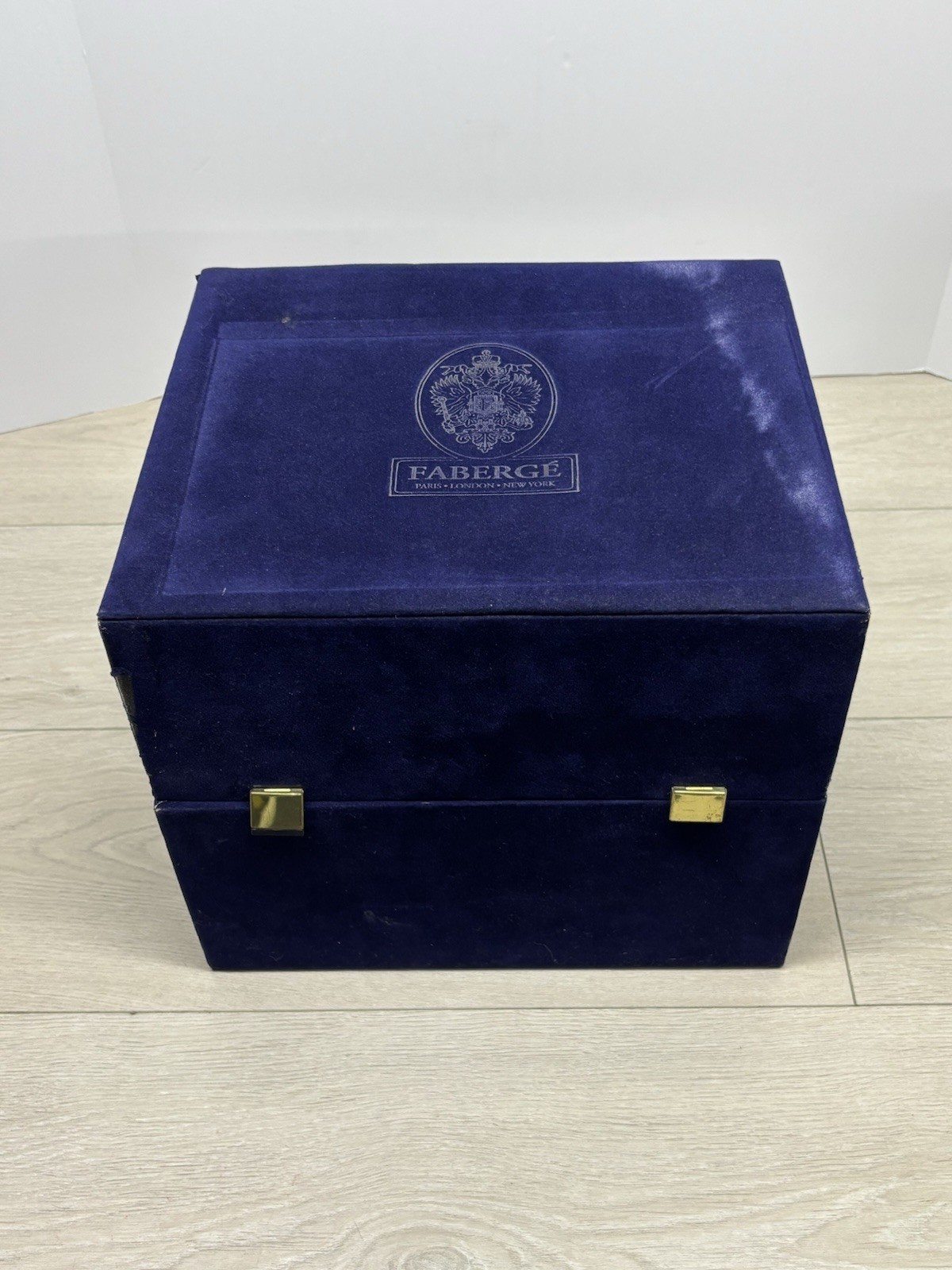 Fabergé Blue Velvet Designer Large Presentation Box Vintage Used Fabergé Blue Velvet Designer Large Presentation Box Vintage Used