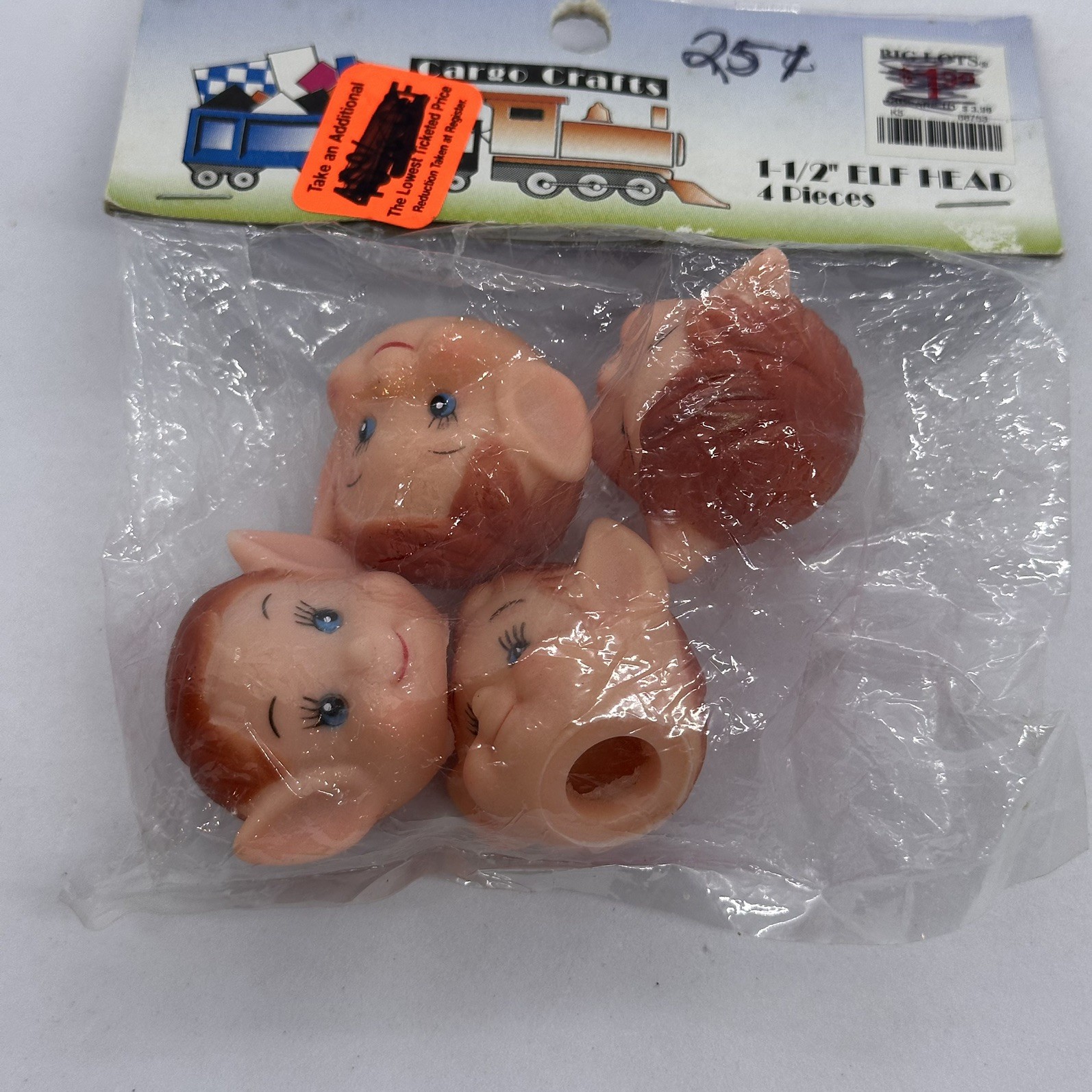 VTG Lot of 4 Soft Vinyl Pixie Elf Doll Heads 1.5" Craft Christmas Elf Face 1980s VTG Lot of 4 Soft Vinyl Pixie Elf Doll Heads 1.5" Craft Christmas Elf Face 1980s